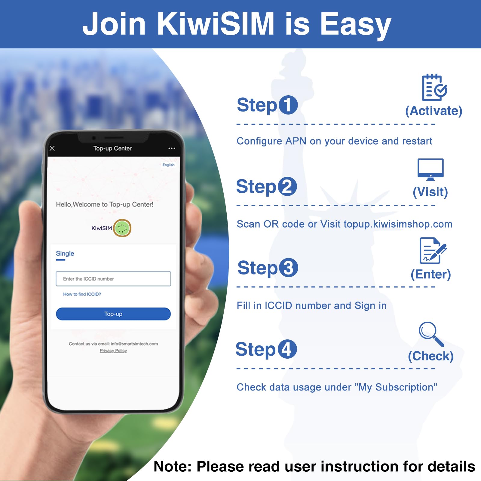 KiwiSIM 4G SIM Card 1GB 30Days, USA Nationwide Network Support for AT&T, T-Mobile and Verizon, Data SIM Card for Unlocked Cellular Security Cameras/Router/Mobile WiFi Hotspot/GPS Tracker, No contract