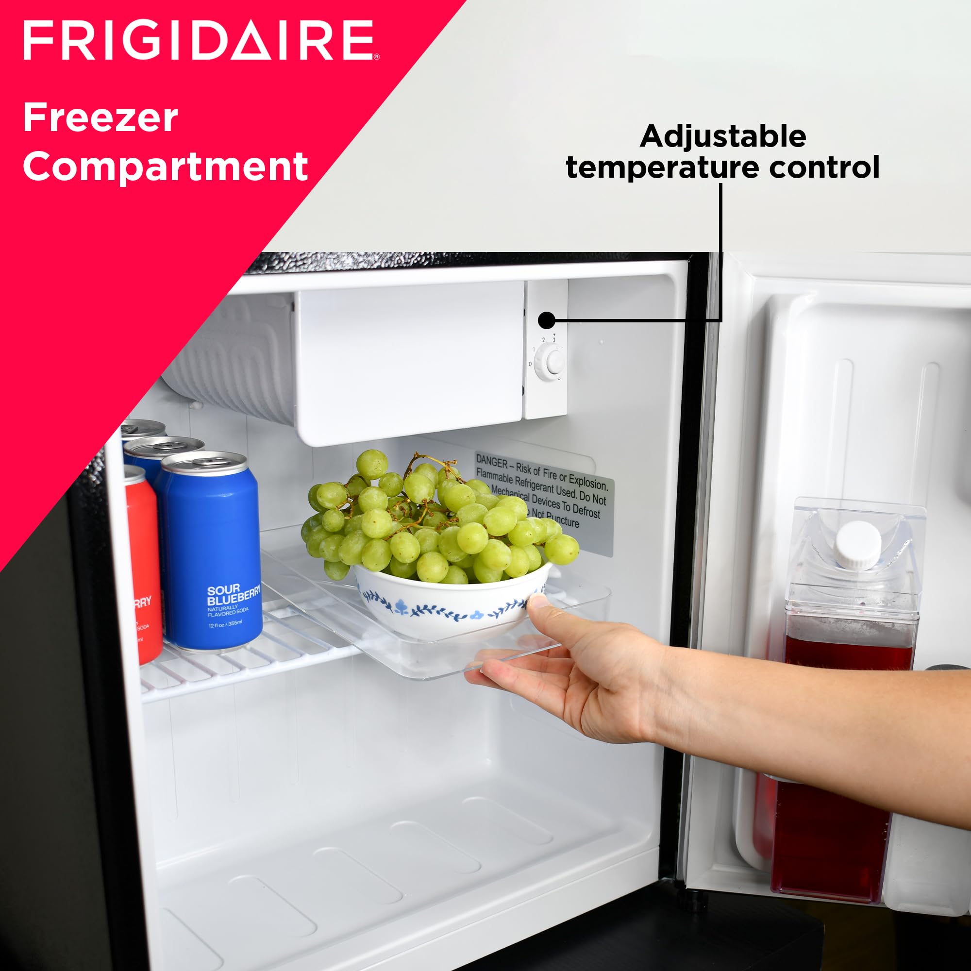 Frigidaire EFR182 1.6 cu ft Stainless Steel Mini Fridge. Perfect for Home or The Office. Platinum Series, 1.8