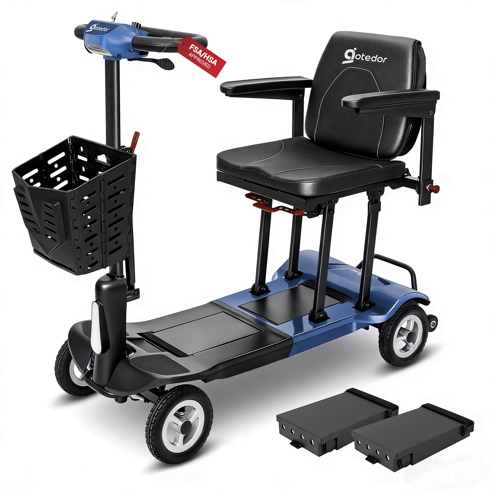[2026 Upgrade] Aotedor Ultra Lightweight Mobility Scooters for Adults, 36Lbs Foldable Motorized Scooter for Seniors with 2 Lithium Batteries All Terrain Electric Power Scooter Airline Approved