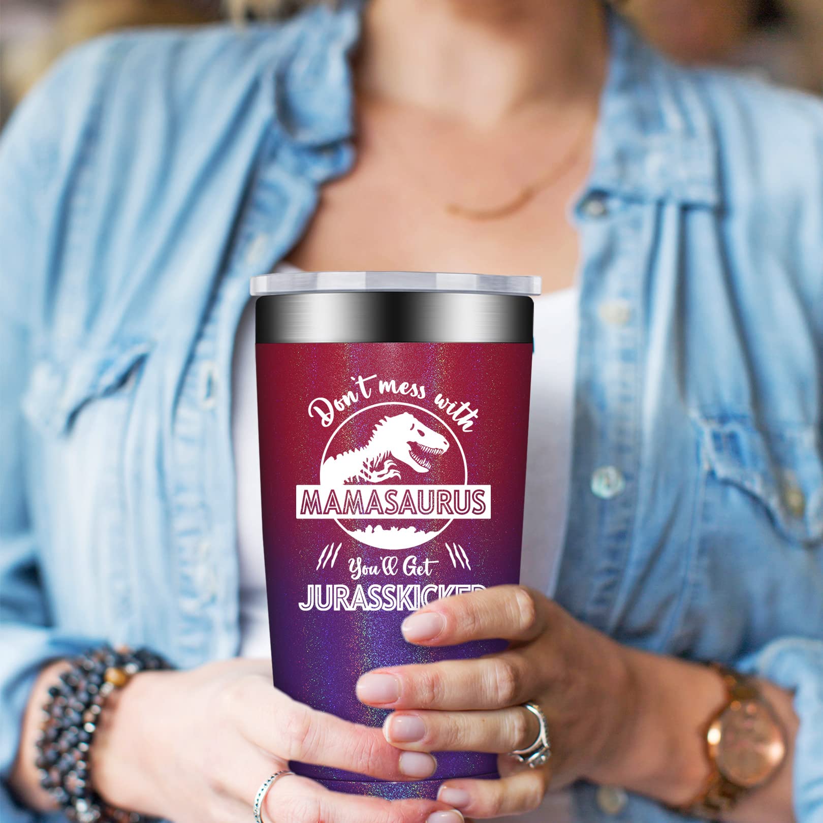 BIRGILT Mothers Day Gifts for Mom - Mom Christmas Gifts from Daughter - Best Gift for Mom Who Has Everything - 20oz Mamasaurus Tumbler