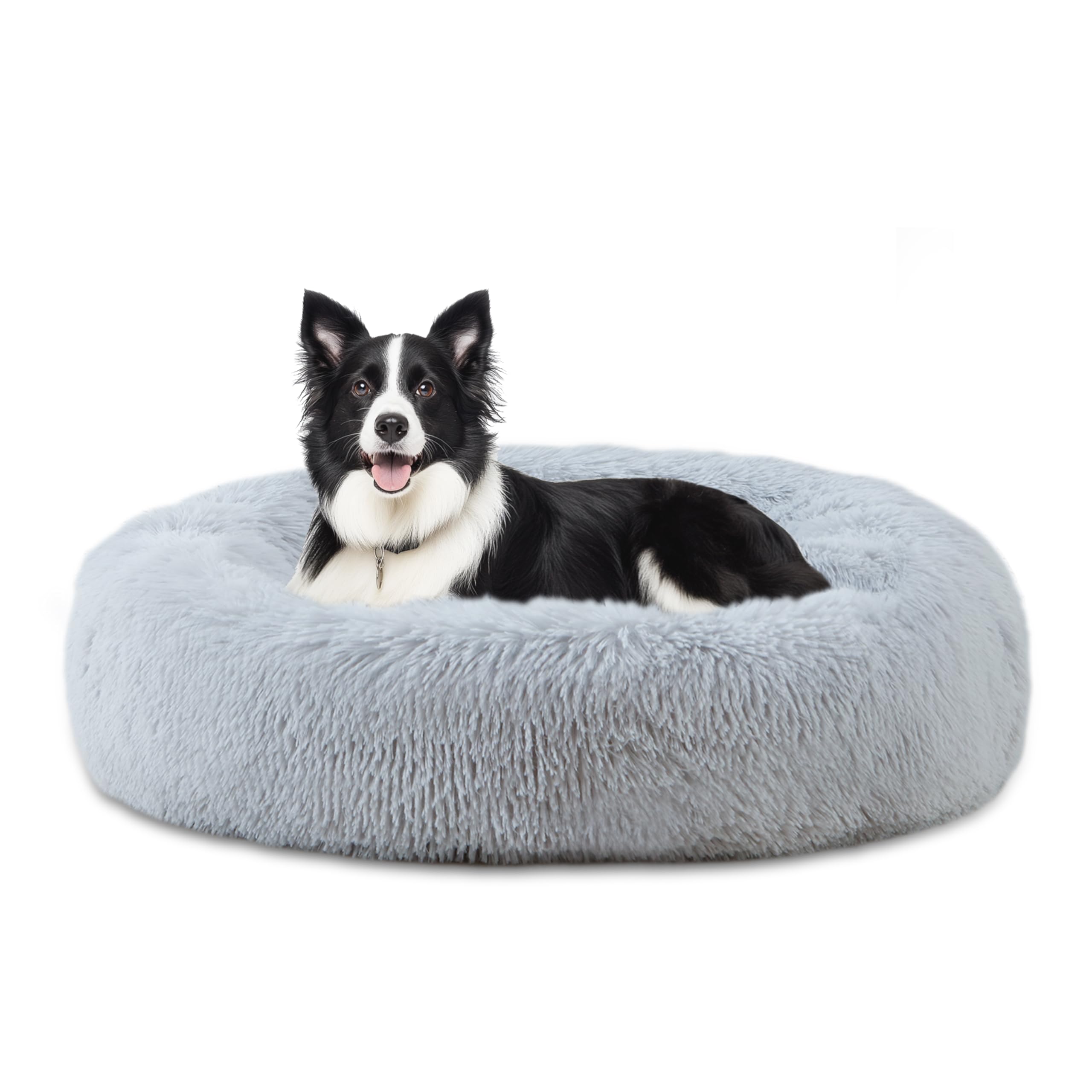 ELSKER&HOME Calming Dog Bed,Donut Washable Warming Soft Round 39 inches Dog Beds for Large Dogs,Anti-Anxiety Fluffy Plush Cushion Bed Fits up to 120 lbs Pets