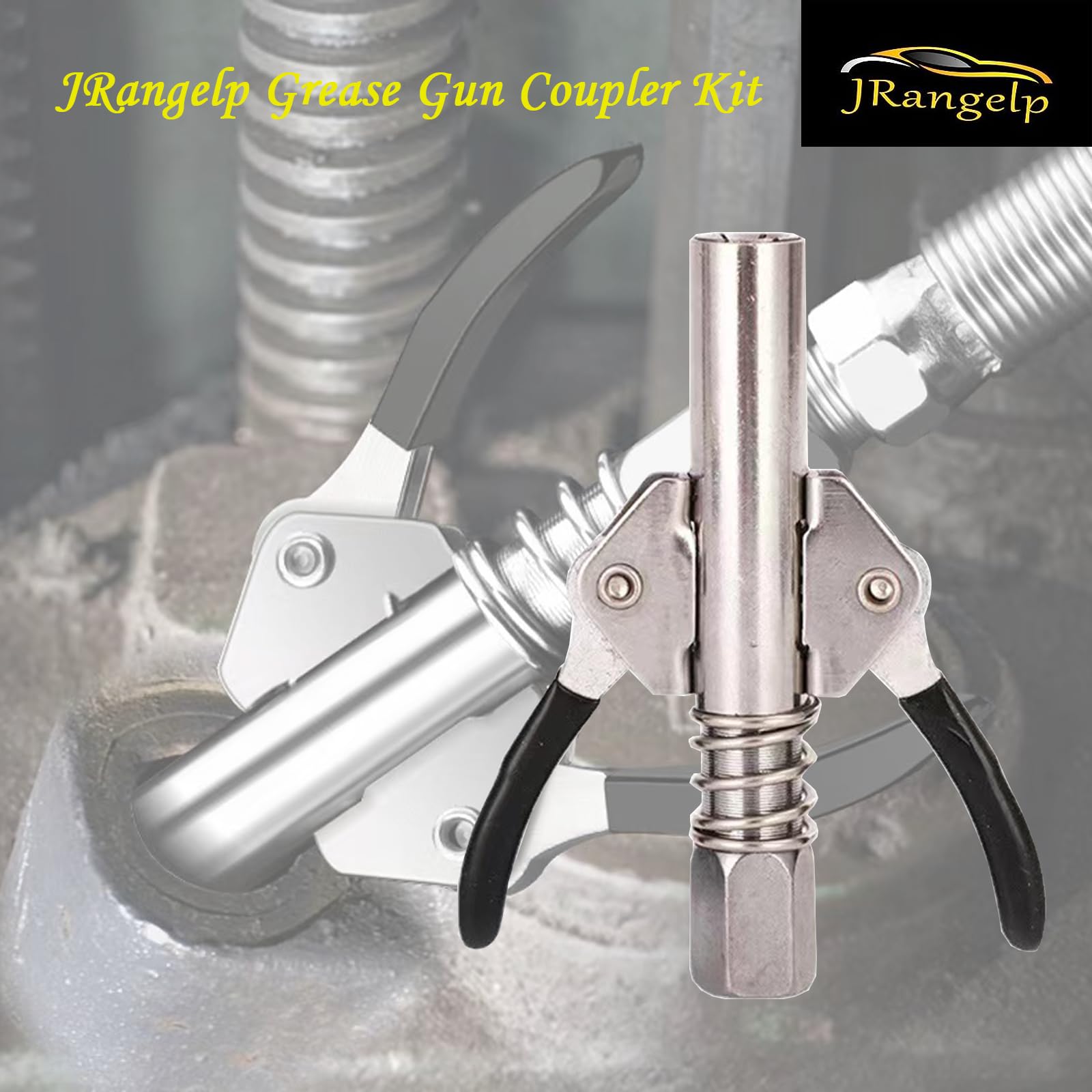 JRangelp Grease Gun Coupler, Dual Handle Design Grease Gun Coupler for Quick Locking and Release of Oil Gun and Connector