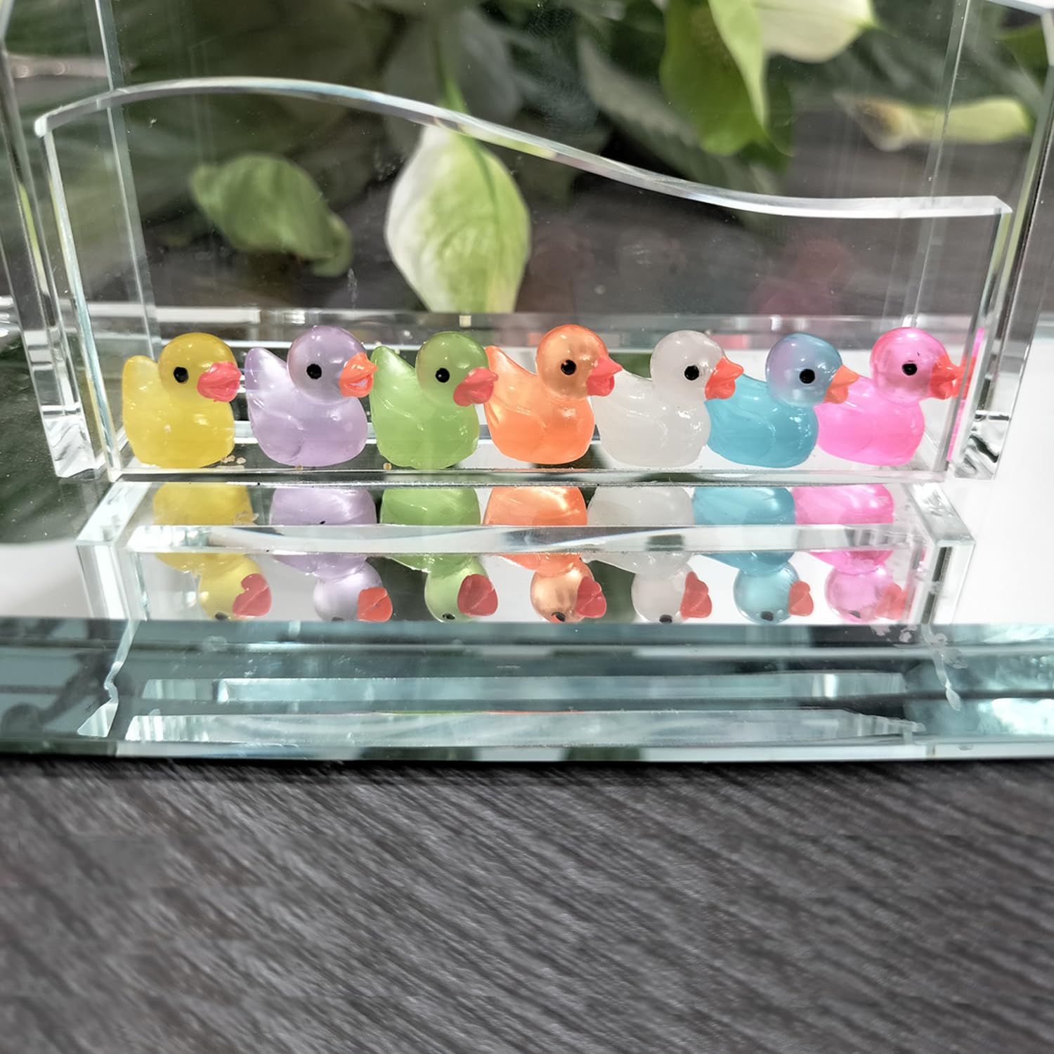 Cidinge 100 Pcs Luminous Mini Resin Ducks Tiny Glow in The Dark Duck Micro Garden Landscape Potted Plants Decoration Aquarium Dollhouse Ornament for Family Crafts Decor