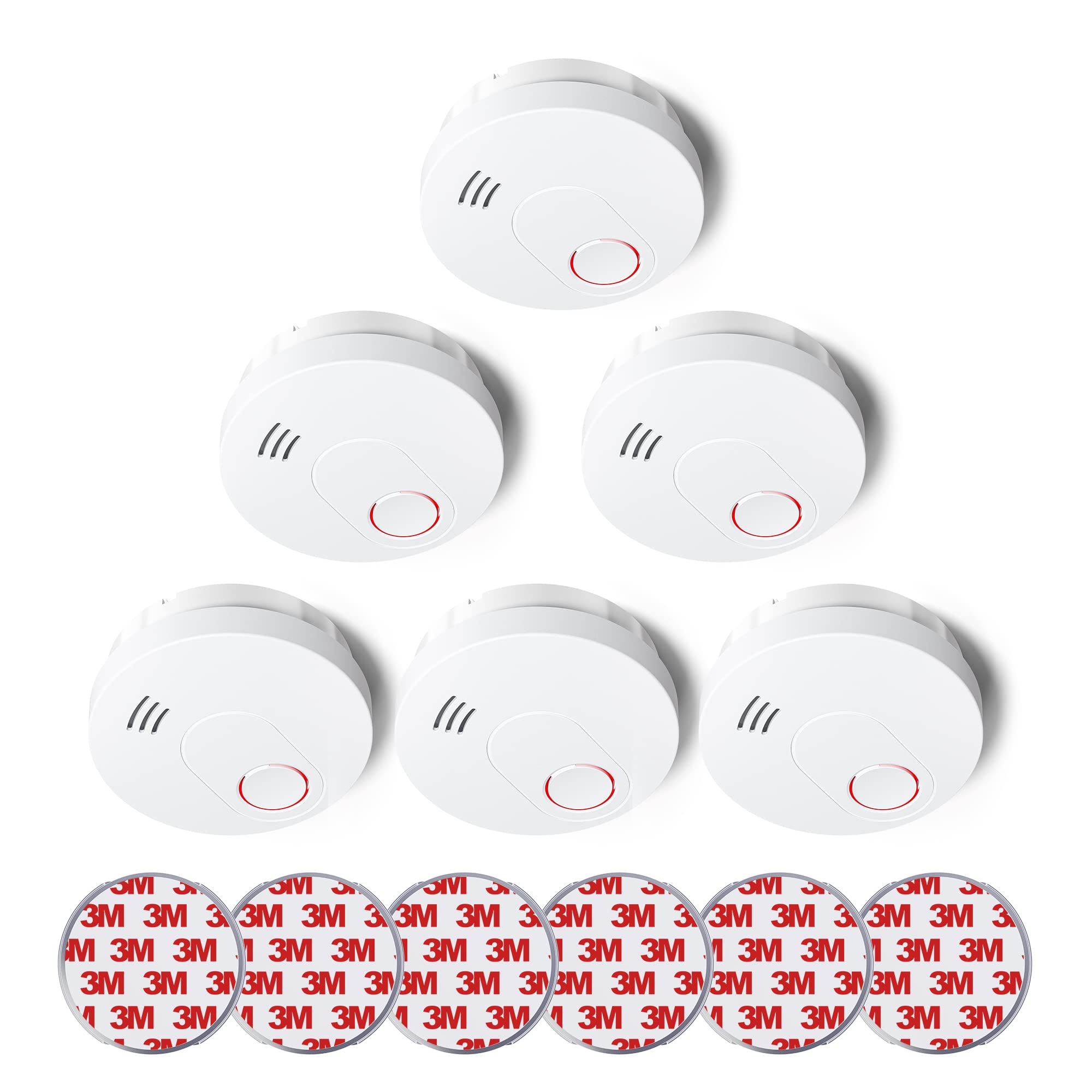 SITERLINK Smoke Detectors 10-Year Battery Operated, Photoelectric Sensor Smoke Alarm with Test-Silence Button, UL Listed Fire Alarms Smoke Detectors with LED Lights for Home, GS526A (6 Pack)