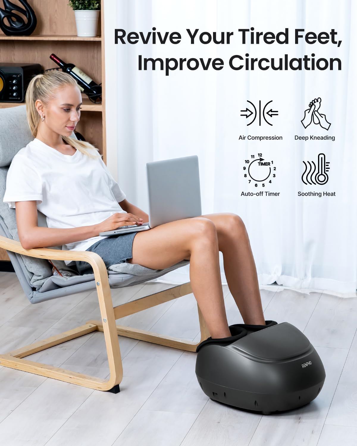 RENPHO Foot Massager Machine [Flagship], FSA HSA Eligible Shiatsu Deep Kneading Foot Massager, Foot Care, Electric Foot Massage, Birthday and Christmas Gifts for Women Men, Fits Up to Size 13, Black