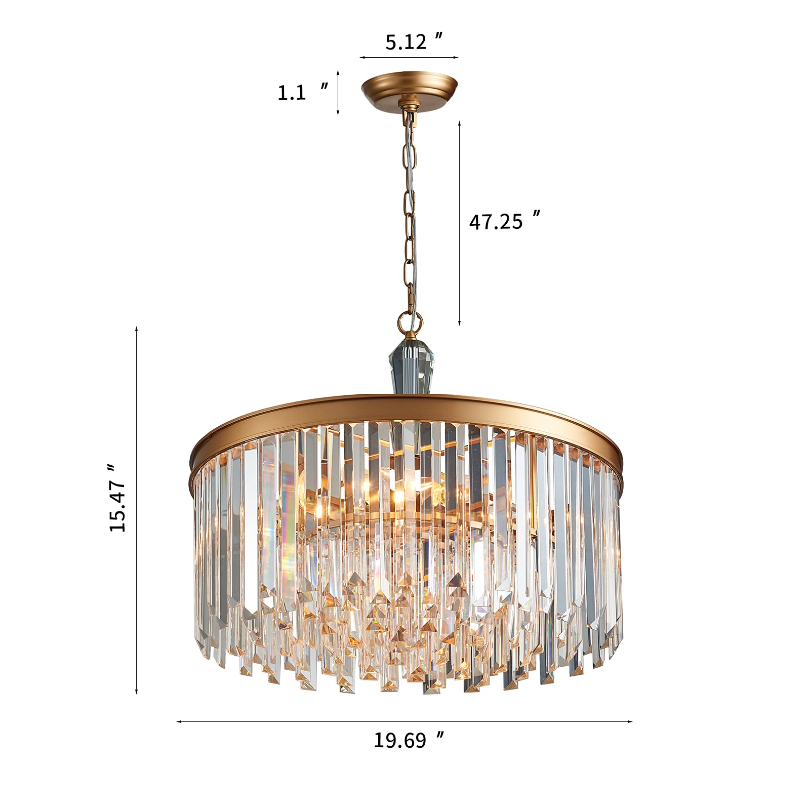 MEIXISUE Gold Modern Round Crystal Chandelier Luxuly 6 Light Contemporary Chandeliers for Kitchen Living Room Dining Room Entryway UL Listed