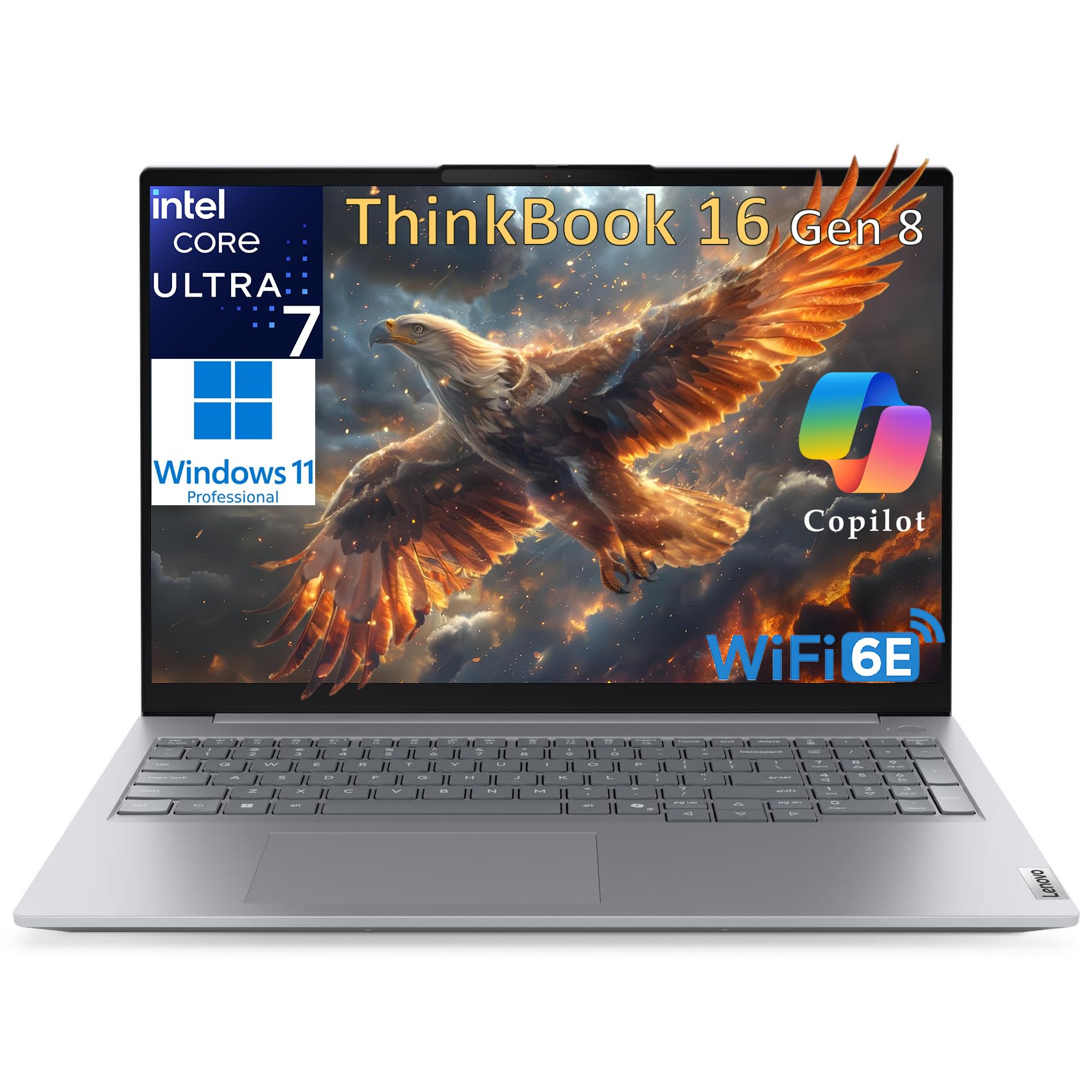 Lenovo ThinkBook 16 Gen 8 Business Laptop Computer, Intel 16-Core Ultra 7 255H (Beat i9-13900H), 16GB DDR5, 1TB PCIe SSD, 16" FHD+ Copilot AI PC, WiFi 6E, BT 5.3, Fingerprint Reader, Windows 11 Pro