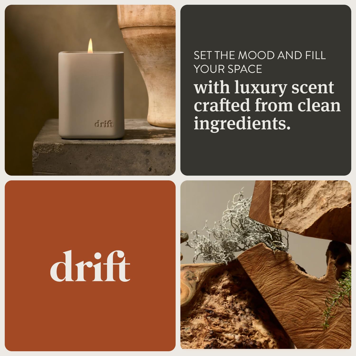 Drift Teak Scented Candle - Clean Oil Candle - Premium Candle - Home Decor - Fragrance Oil Candle - 60 Day Burn Time - 10.5 oz