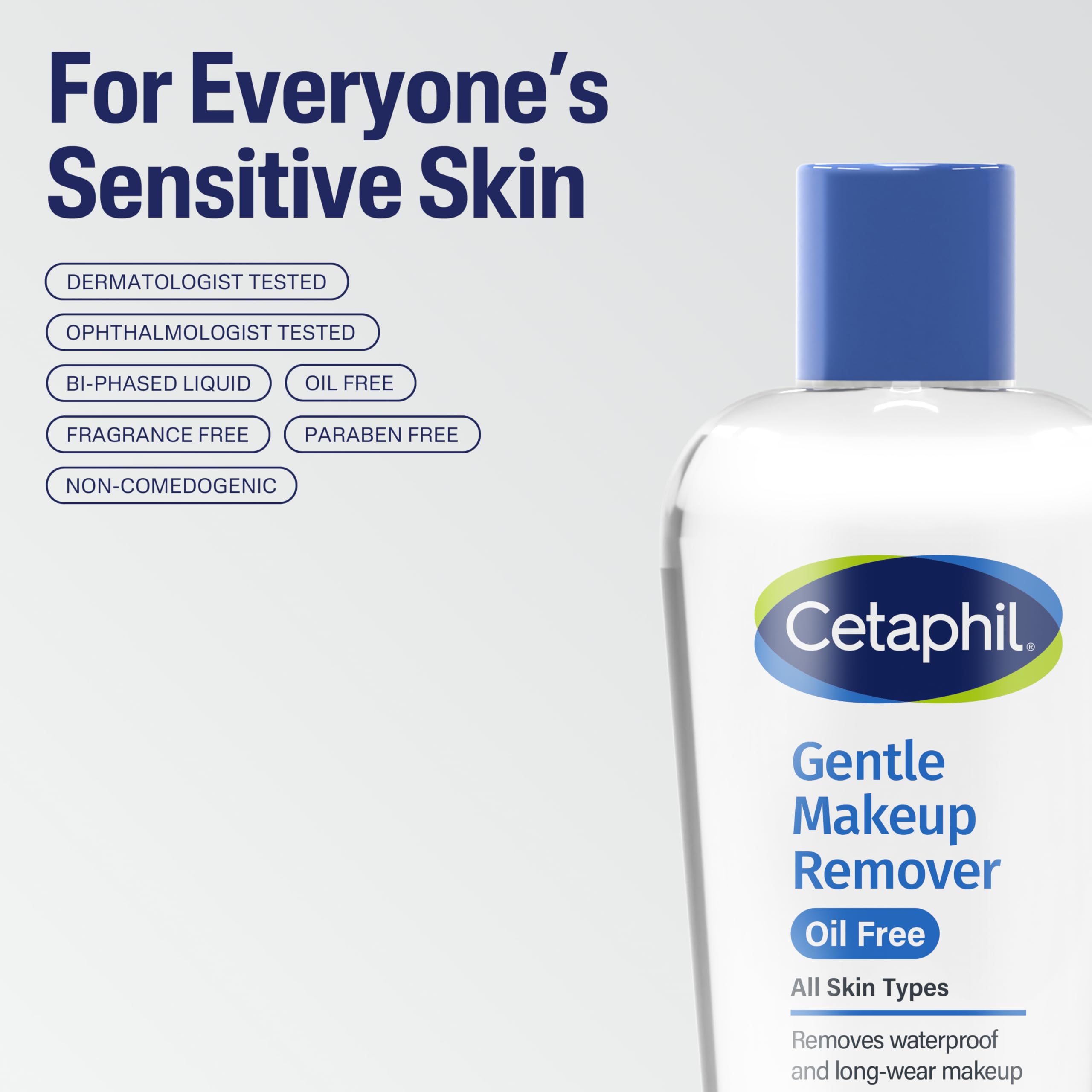 Cetaphil Gentle Waterproof Makeup Remover, Oil-Free Formula Suitable for Sensitive Skin, 6.0 Fluid Ounce