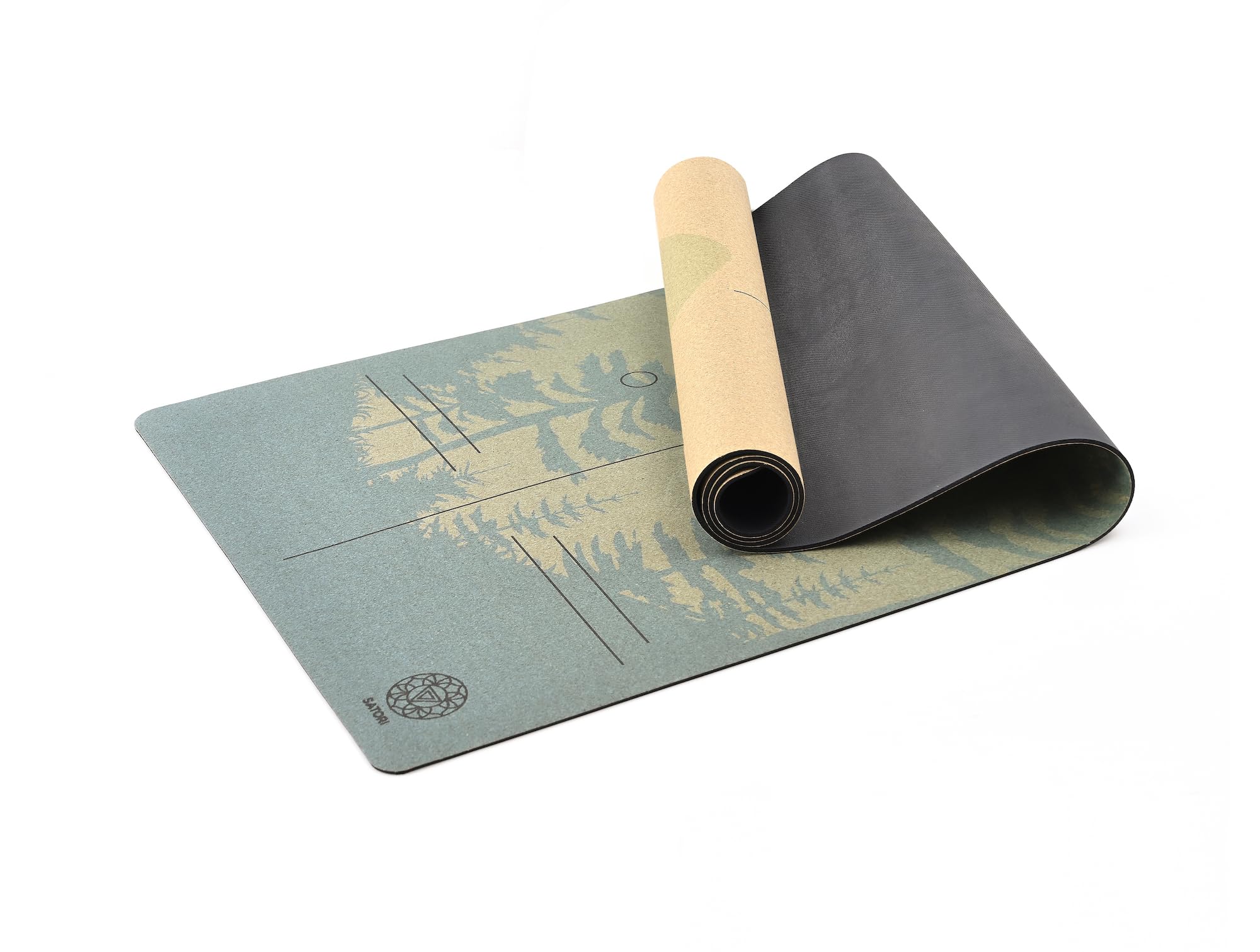 Peaceful Mountain SatoriConcept Cork Yoga Mat with Strap,100% Eco Friendly Cork & Rubber, Lightweight with Perfect Size (72”x24”) and 4mm Thick, Sweat-Resistant, Innovative Exercise Mat for Hot Yoga