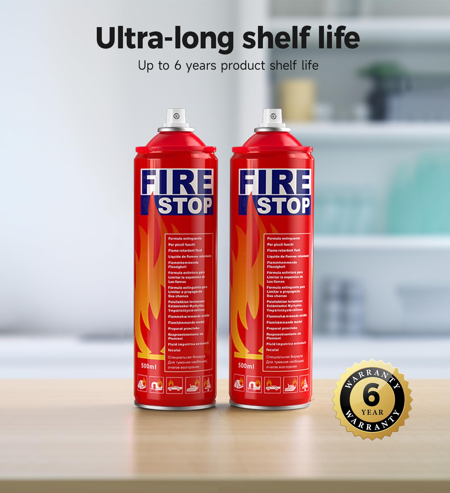 Fire Extinguisher 2-Pack with Mounting Bracket for Home, Kitchen, Grill - Portable Small A, B, C, K Extinguishing Aerosol Spray - 8-in-1 - Prevents Reignition