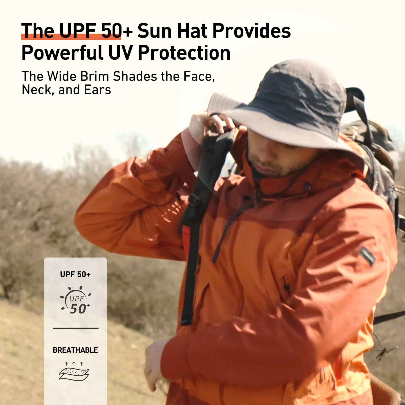 Comhats UPF 50 Sun Hats Wide Brim Summer Safari Hat Fishing Hiking Boonie Hats for Men Waterproof Dark Grey Large X-Large XL XXL Oversize