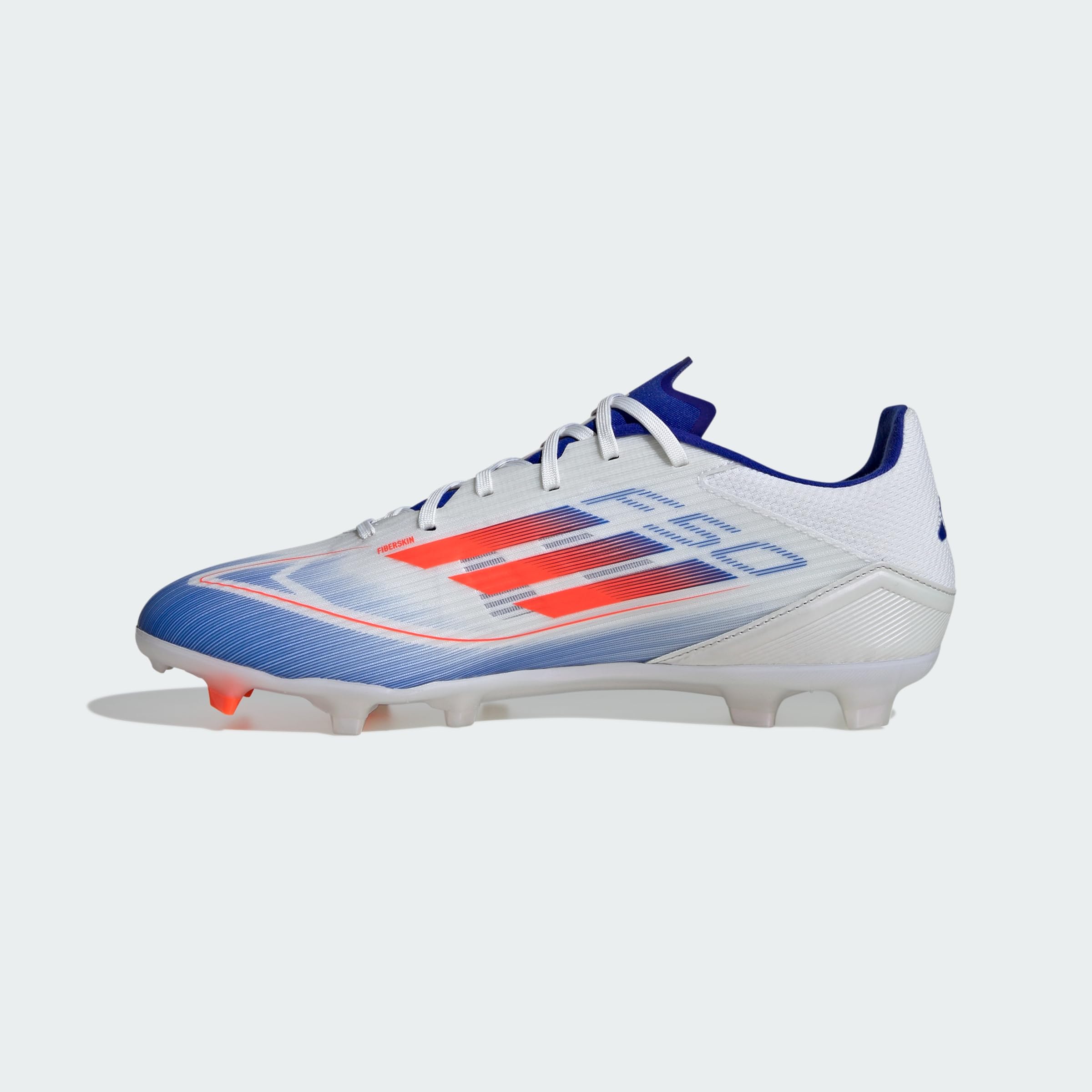 adidas Unisex F50 League Football Boots Firm Ground Sneaker, White/Solar Red/Lucid Blue, 9.5 US Men