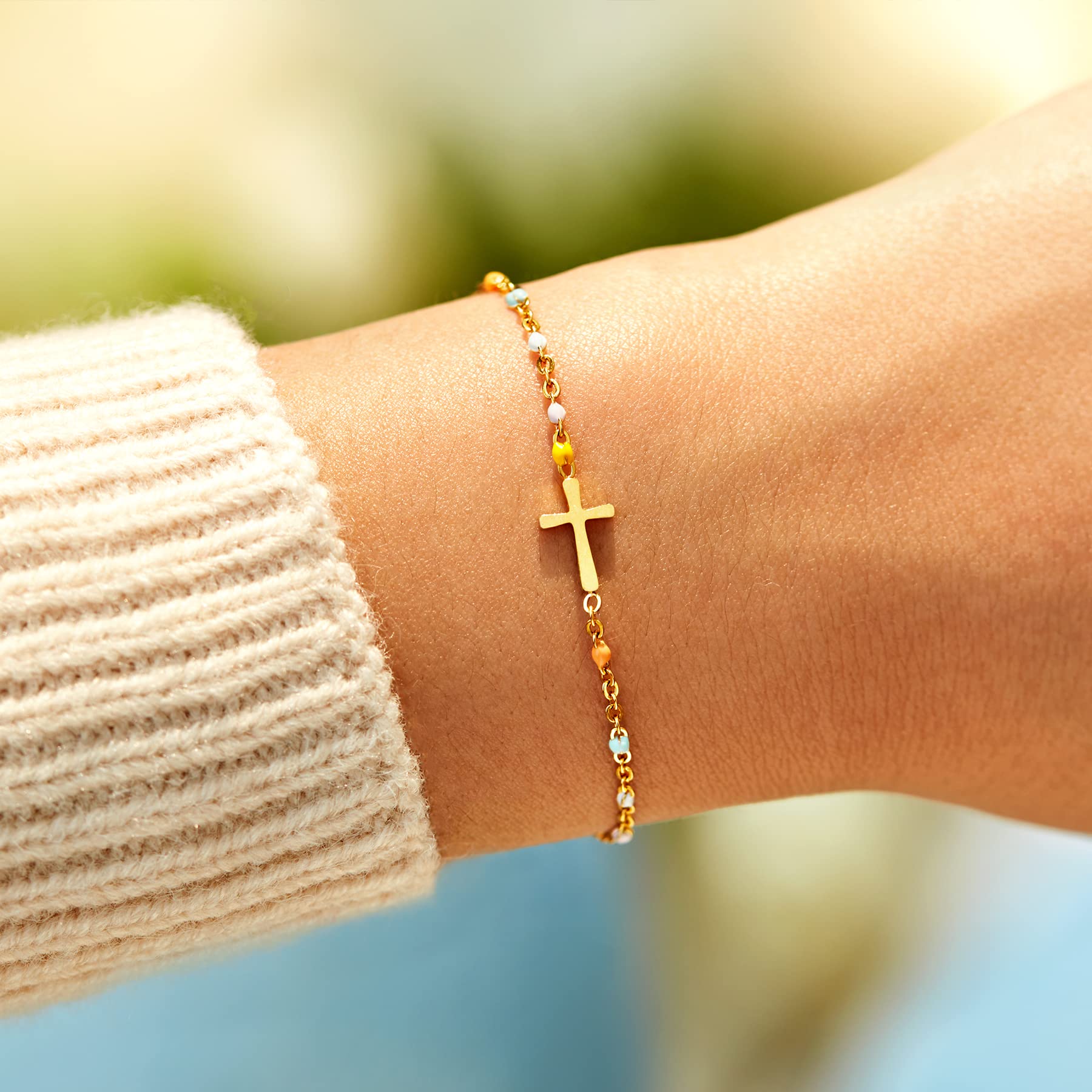 STORYJEWELLERY Cross Bracelet Sisters Gifts, Gifts for Sister Birthday, Sister Birthday Gifts, Brother to Sister Gifts, Cool Sister Gifts for Women, Sister Bracelet, Unique Christmas Gifts for Sister