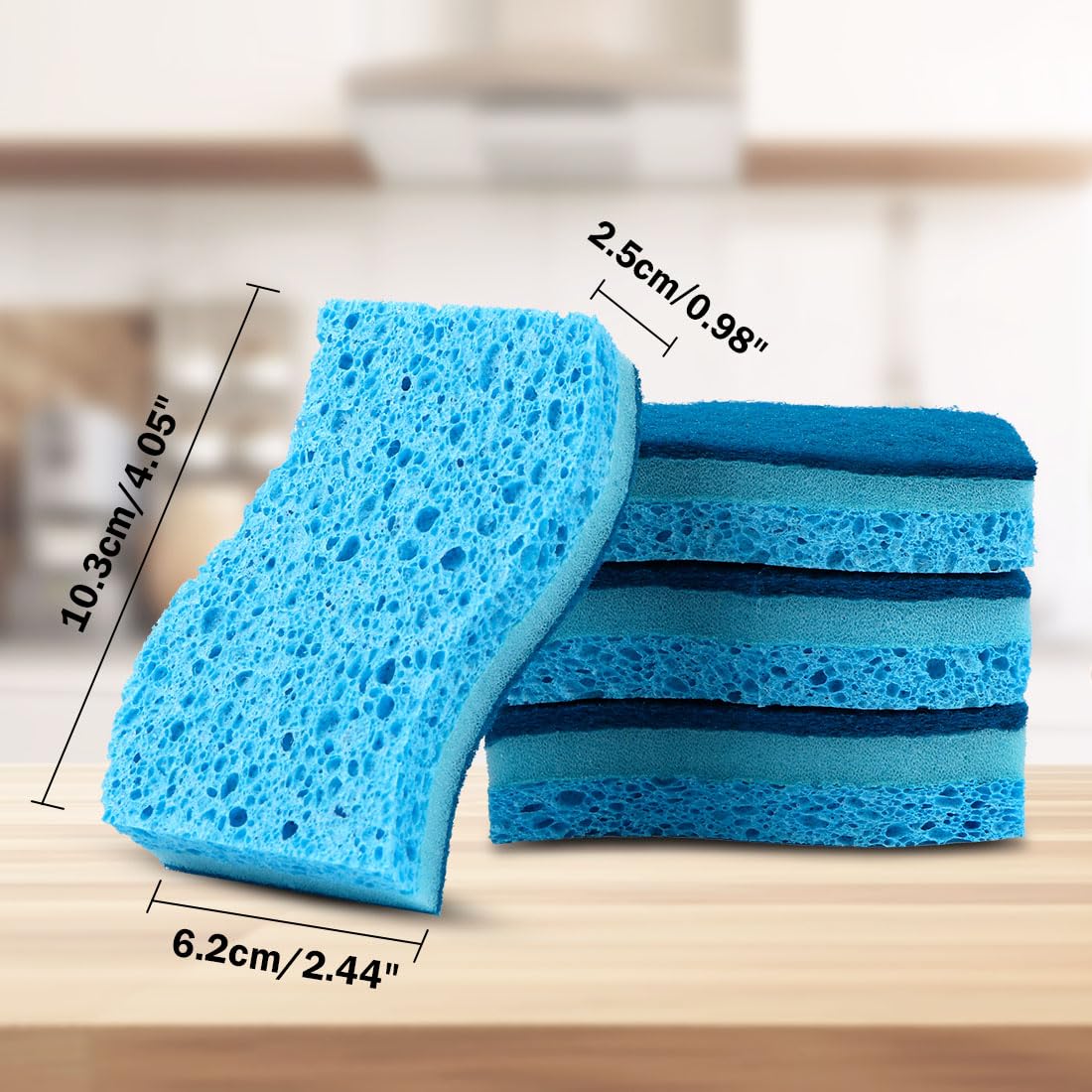 AIDEA Sponges Kitchen, Non-Scratch Scrub Sponges, 24Count, Sponges for Non-Stick Cookware, Kitchen Sponges for Dishes, Cleans Fast Without Scratching, Cleaning Sponge for Kitchen, Bathroom, Household