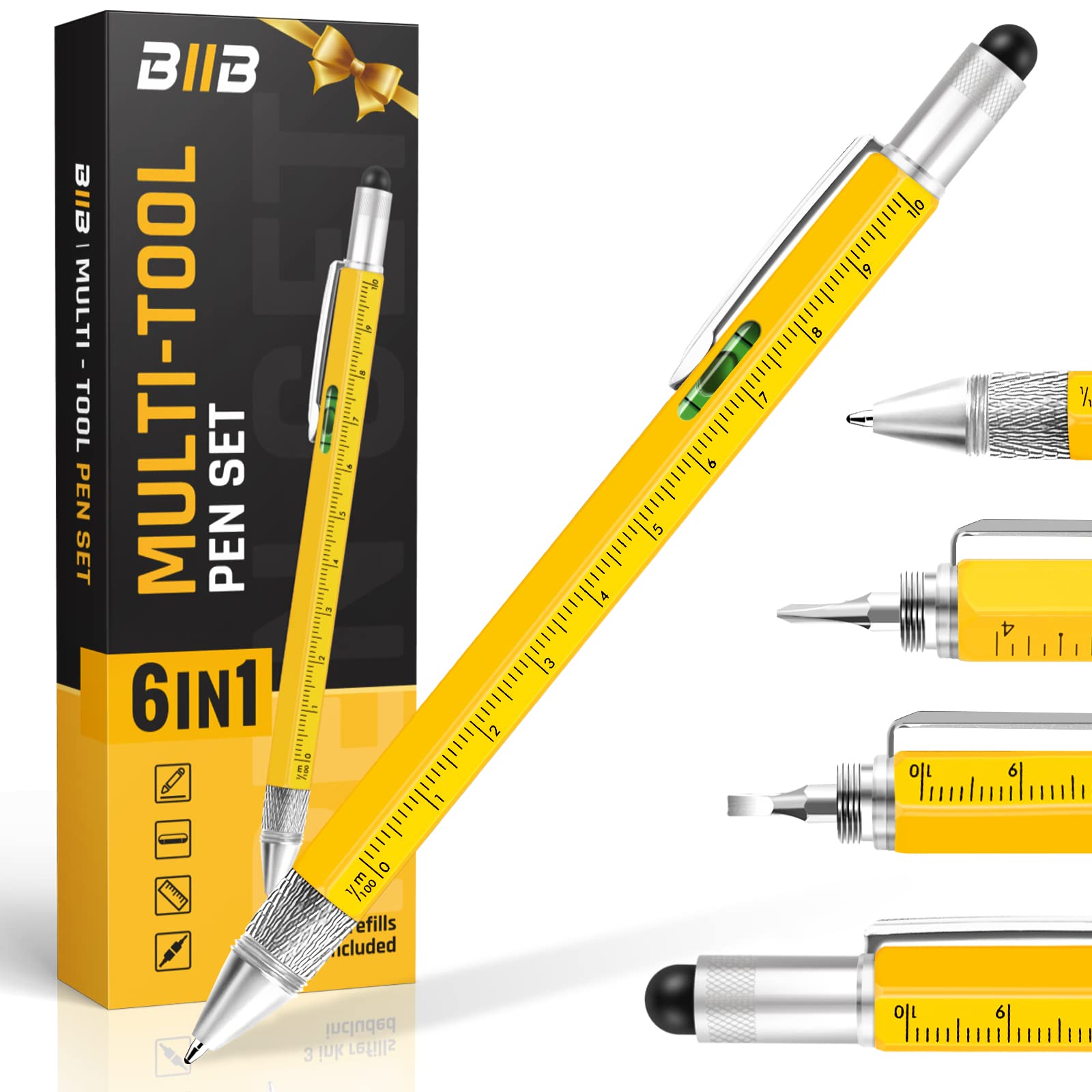 BIIB Stocking Stuffers for Adults Men Him, Multitool Pen Gifts for Men Dad Grandpa Him, Dad Mens Gifts for Christmas, Mens Stocking Stuffers 2024, White Elephant Gifts for Adults DIY Handyman Gadgets