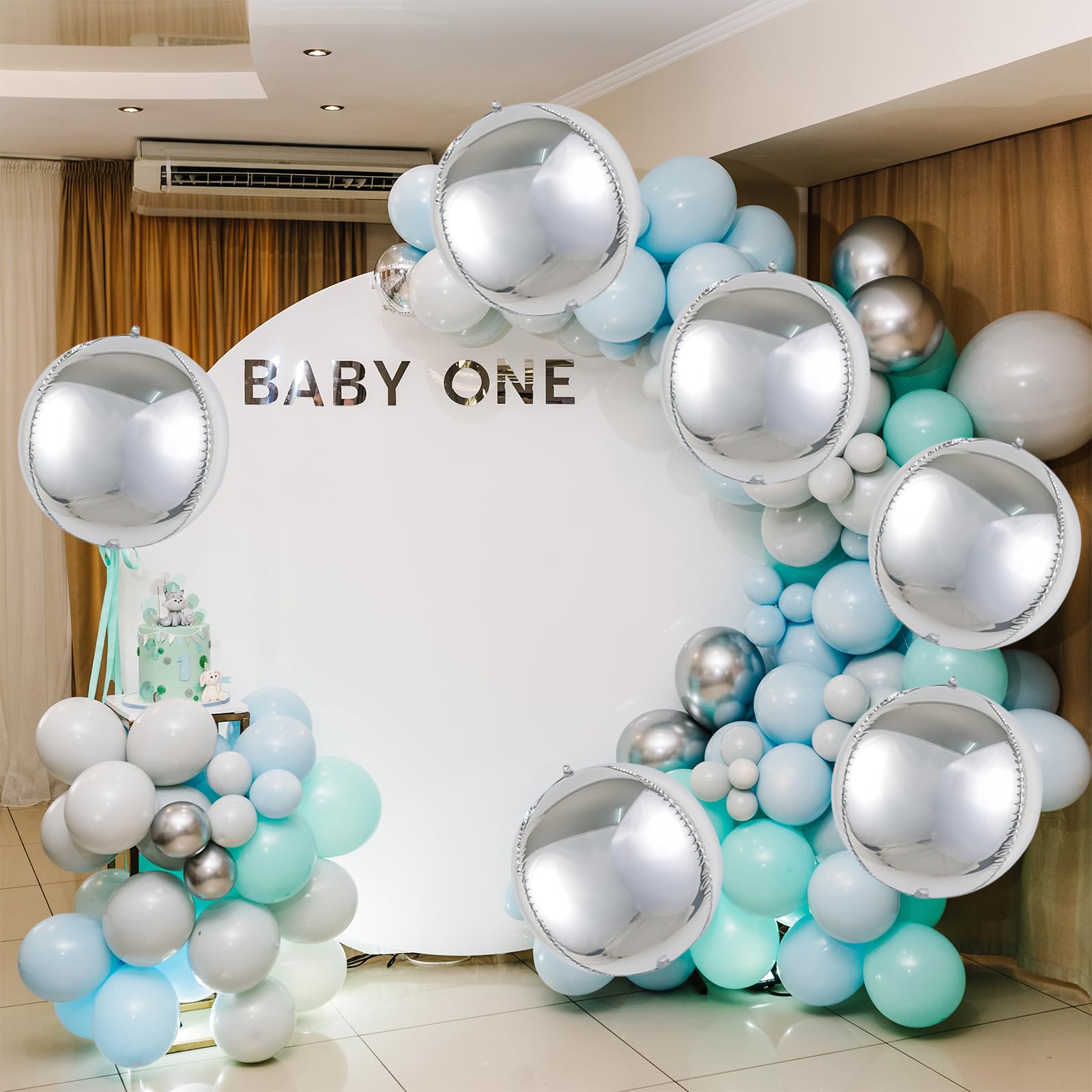laackys silver balloons, 6-pack 22-inch metallic silver balloons partywoo balloons, 4D round silver chrome balloons for silver birthday party decoration, silver foil balloons silver metallic balloons