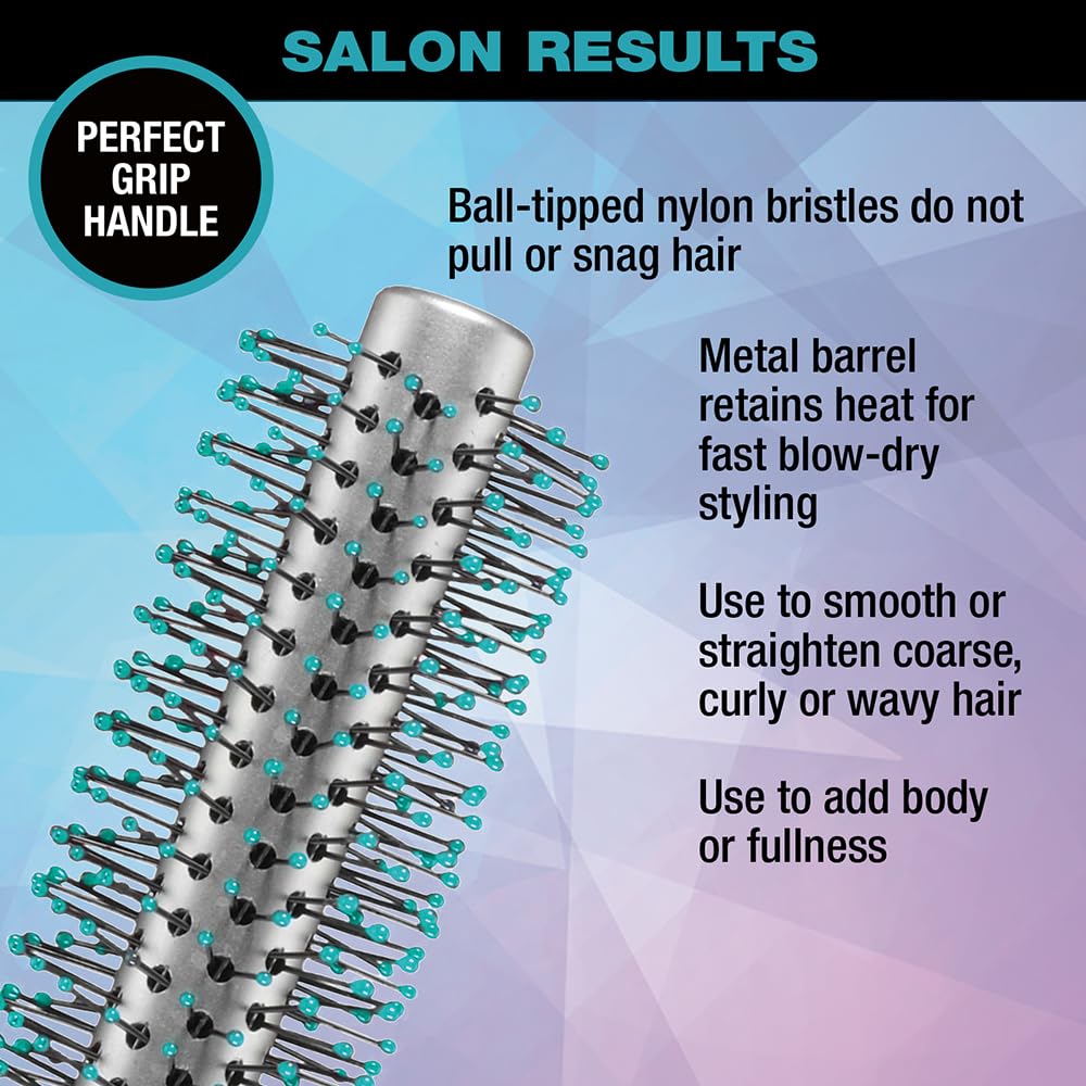 Conair Salon Results Metal Round Hairbrush - Round Brush for blow out - Hair brush blow dryer - Metal bristles