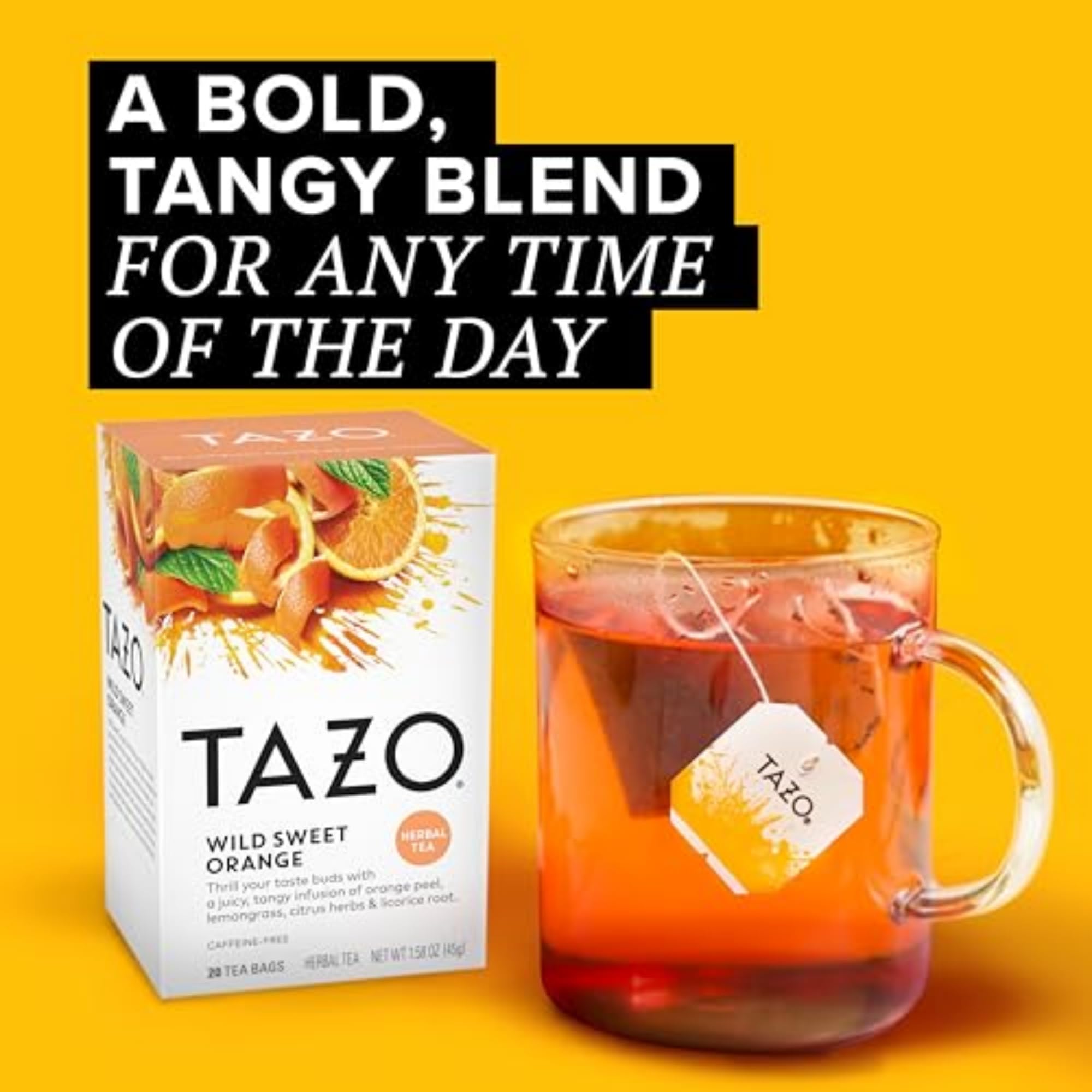 TAZO Wild Sweet Orange Tea Bags, Unsweetened Herbal Tea, Caffeine-Free, 20 Total Tea Bags