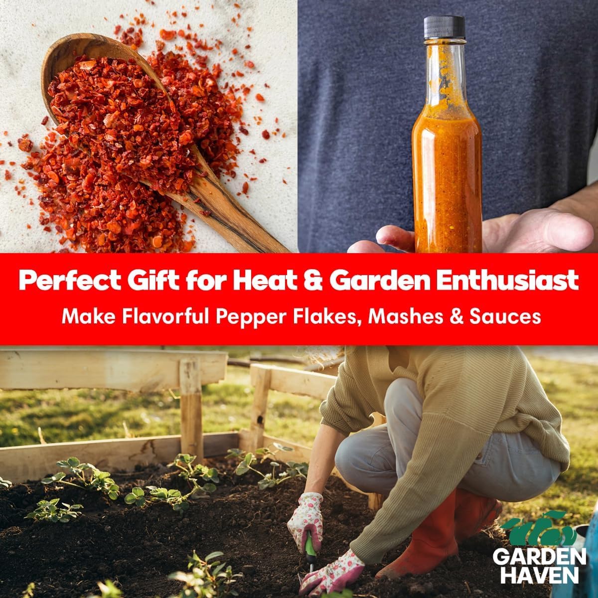 Carolina Reaper Ghost Pepper Grow Kit - All in One Starter Grow Kit - Bhut Jolokia Reaper Seeds, Grow The Hottest Peppers Garden Grow Kit Seeds Included
