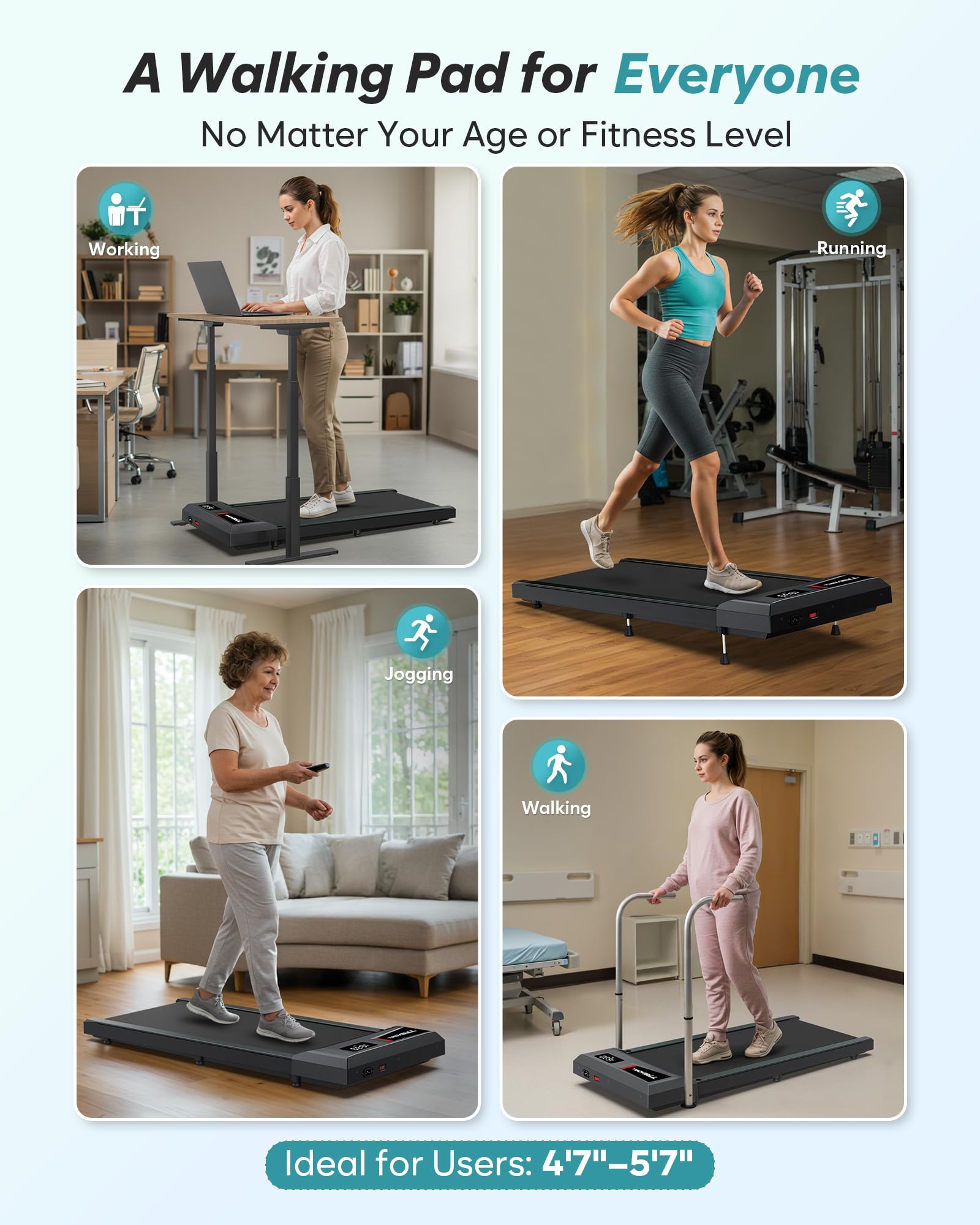 WELLFIT Incline Walking Pad Treadmill - Under Desk Treadmills with 3% 6% 10% Incline, 29lbs Lightweight 265lbs Capacity Smart Portable Treadmill for Home Small, Works with KINOMAP Apple Health
