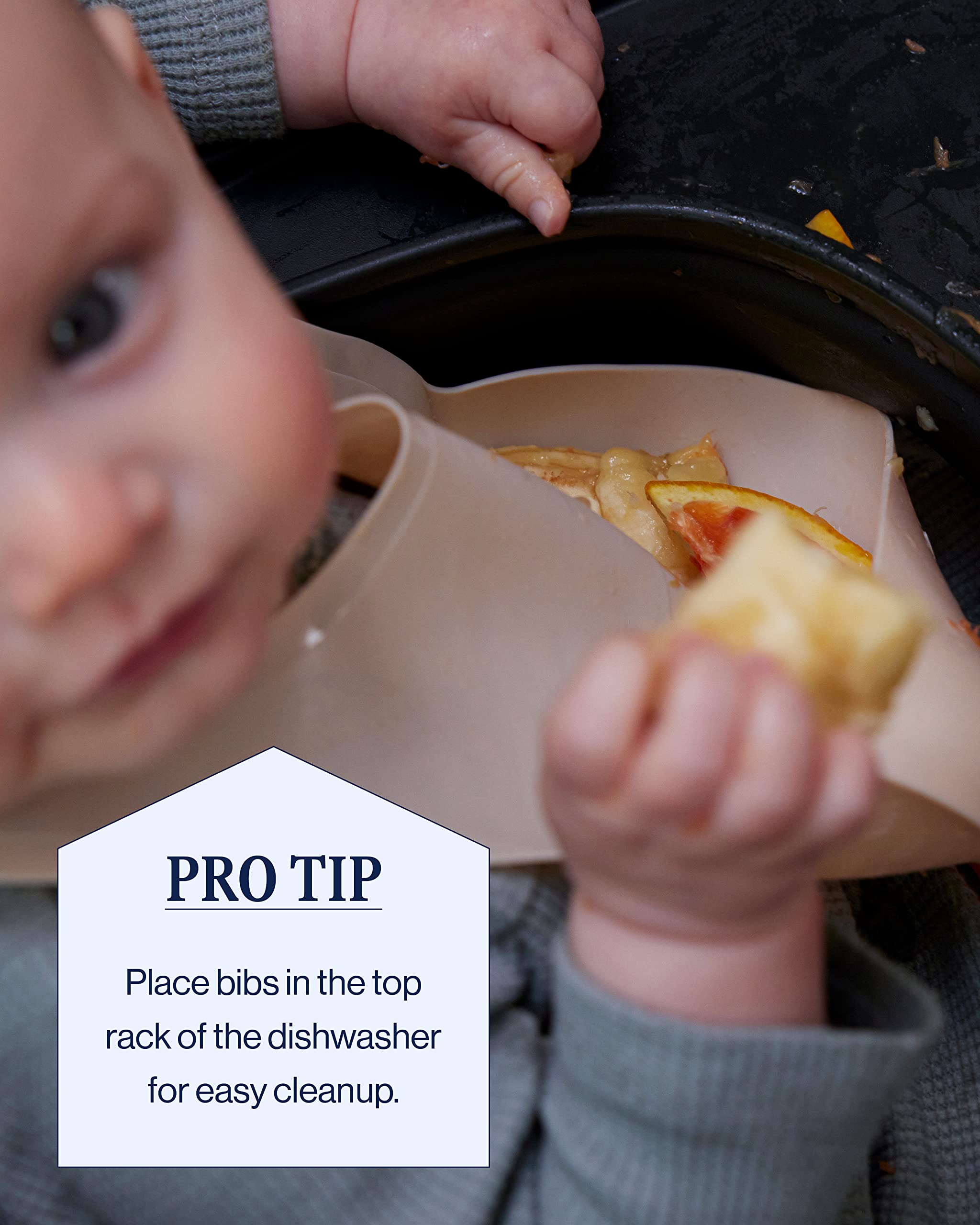 Lalo The Bib - Waterproof, Non-Toxic Silicone Baby Bib with Adjustable Neck Band & Silicone Food Pouch Catcher, Set of 2 - Sage