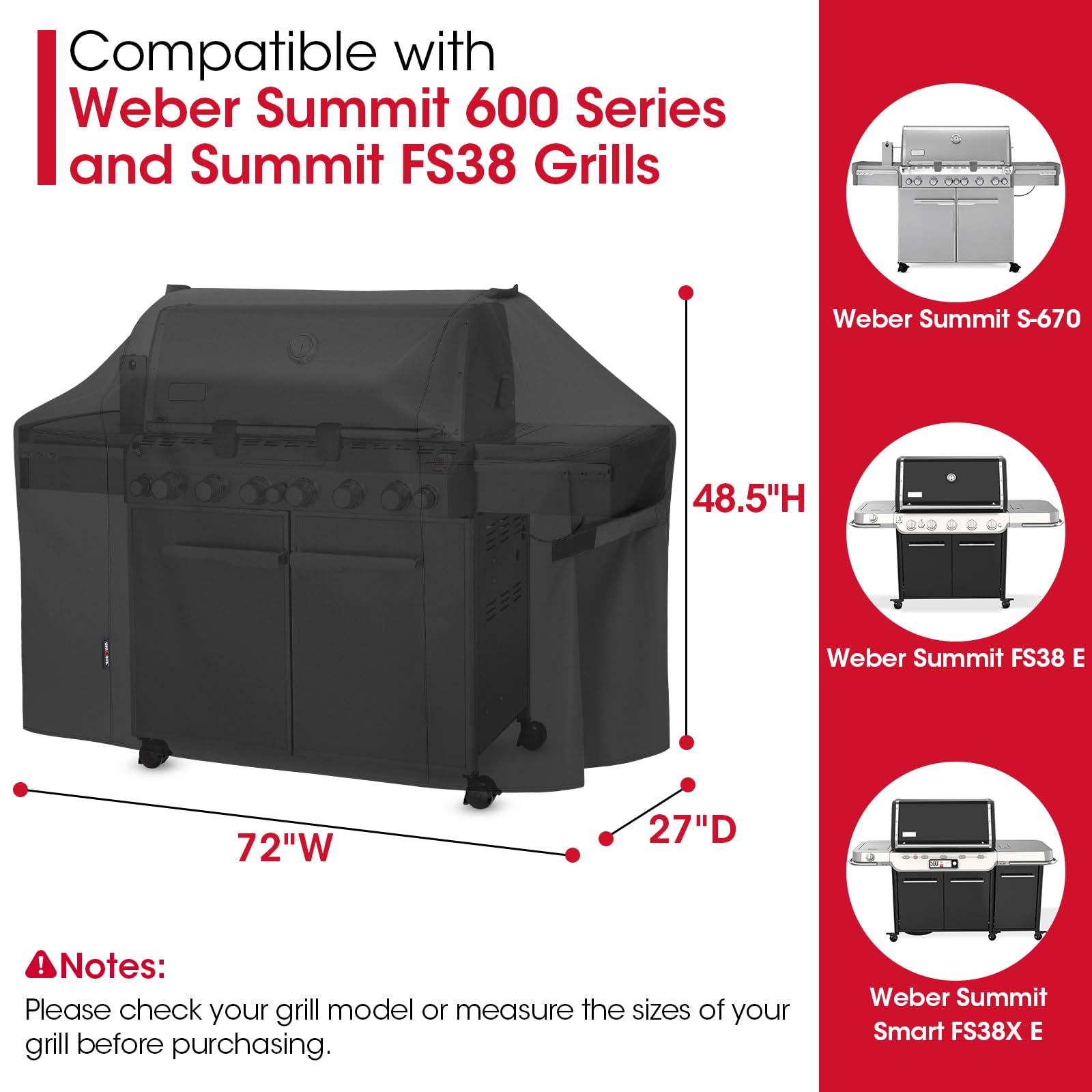 Unicook Grill Cover Compatible with Weber Summit 600 Series and Summit Smart Gas Grills, Heavy Duty Waterproof Outdoor BBQ Cover, Fade Resistant Gas Grill Protector, Compared to Weber 7109