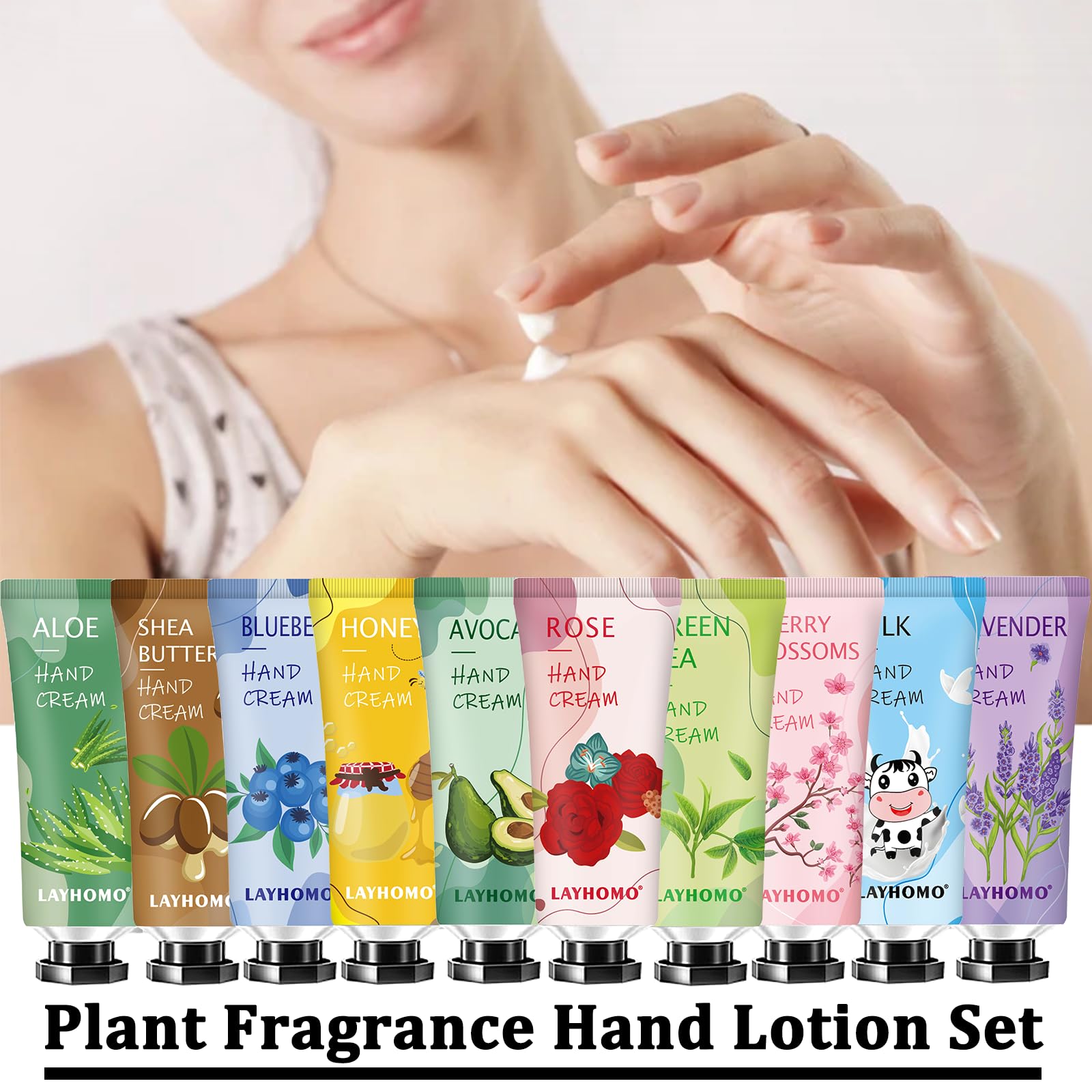 10 Pack Hand Cream Skincare Gift Set, Womens Gifts for Christmas, Teen Stocking Stuffers Girls,Christmas Gifts,Natural Plant Fragrance Hand Lotion for Dry Cracked Hands With Vitamin E,Mini Lotion Bulk