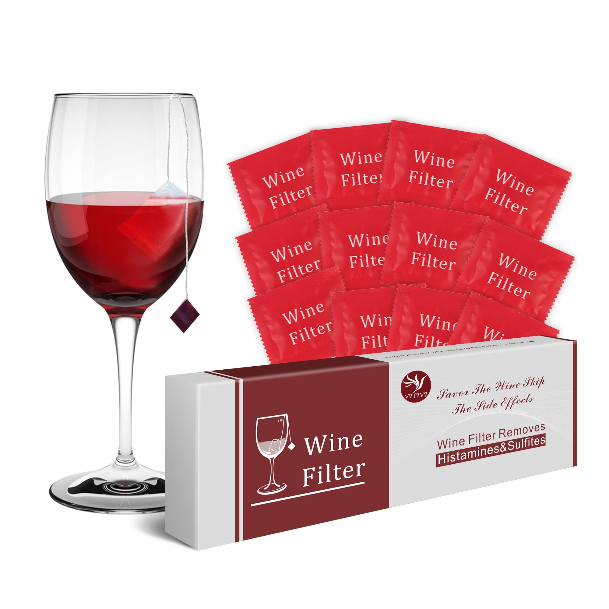 V7T7V7 Wine Sulfite Filter To Remove Sulfite And Histamine, Eliminate Headaches, Reduce Wine Allergies(12 Pack)