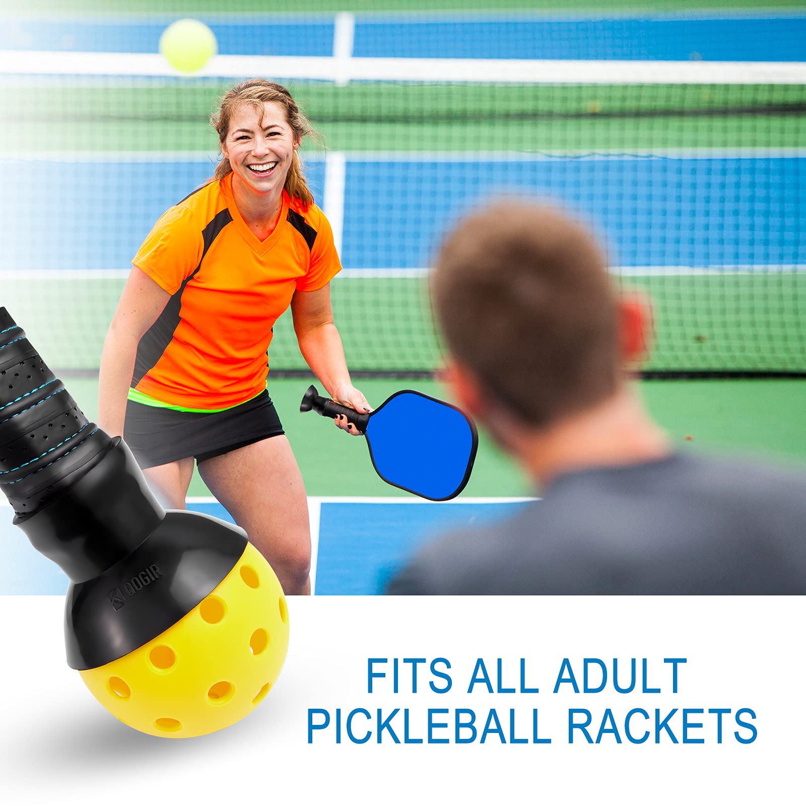 QOGIR Pickleball Ball Retriever: Easy Pickleball Ball Accessory to Pick Up Pickleball Balls without Bending Over, Attaches to Pickleball Paddle Bottom, Fits Any Pickleball Paddles, Black