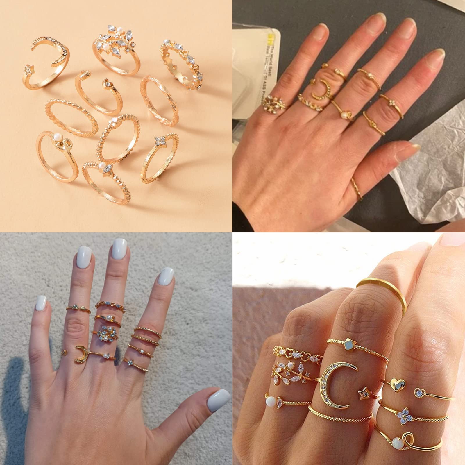 Gold Stackable Rings for Women Gifts Trendy Stuff Simple Star Moon Heart Knuckle Rings Set Boho Rings Cute Stuff Birthday Gifts Valentines Day Gifts