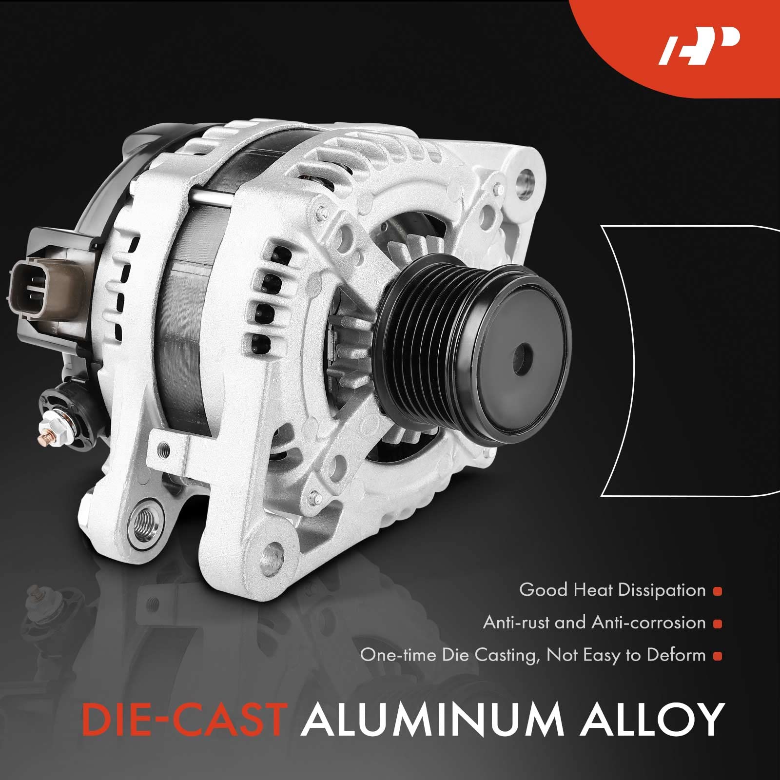 A-Premium Alternator Compatible with Toyota Highlander 2008-2013, Avalon 05-18, Venza 09-15 & Lexus ES350 07-18, RX350 07-09, V6 3.5L, 12V 130A CW 7-Groove Pulley, Replace# 27060-0P150, 27060-0P151