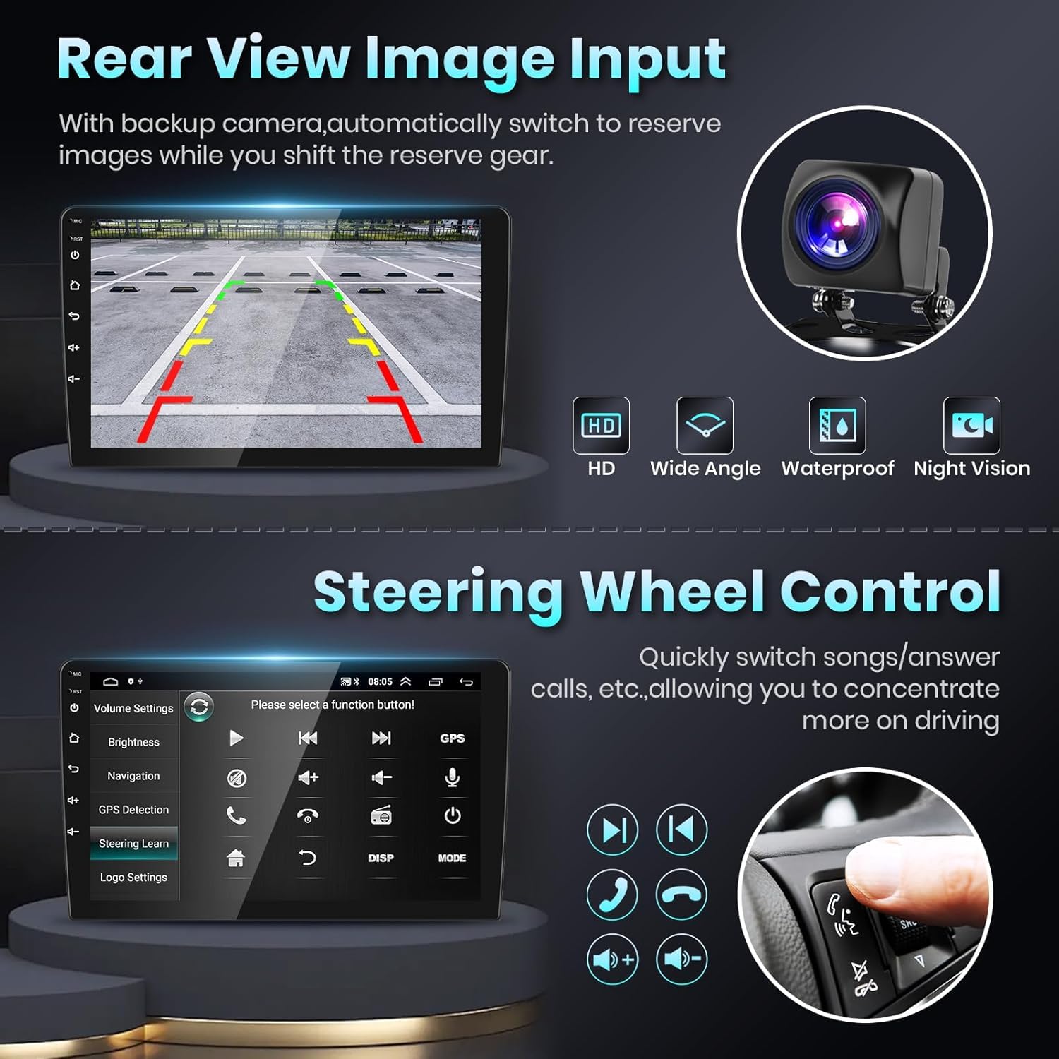 Podofo Radio for Honda Civic 2006 2007 2008 2009 2010 2011 Car Stereo with Wireless CarPlay Android Auto,10.1 Inch 1080P Touch Screen【Built-in DSP EQ GPS Chip】 Bluetooth RDS FM WiFi Camera 2G+32G
