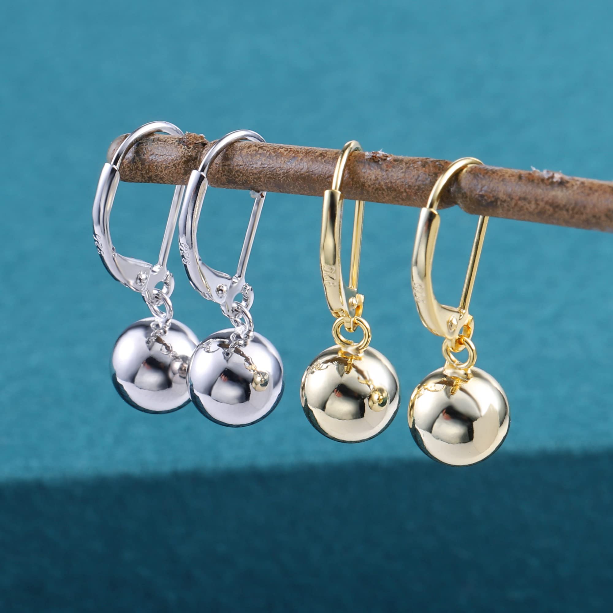 925 Sterling Silver Drop Dangle Ball Earrings for Women 8MM Ball Earrings Fashion Trendy Jewelry Hanging Ball Teardrop Earrings