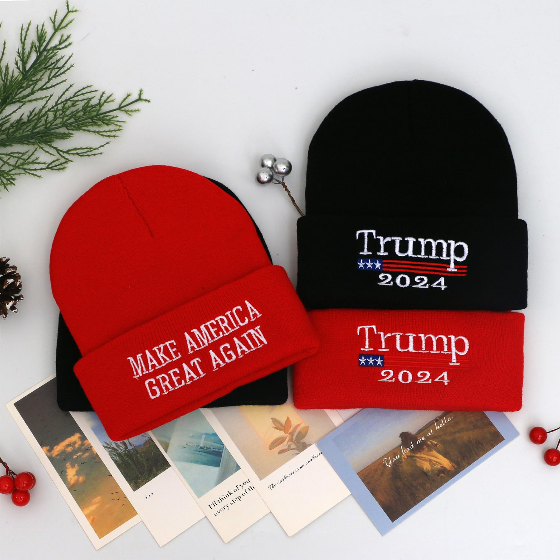 LYDTICK Trump 2024 Beanie Hats MAGA Hat Make America Great Again Winter Knit Hats for Men Women