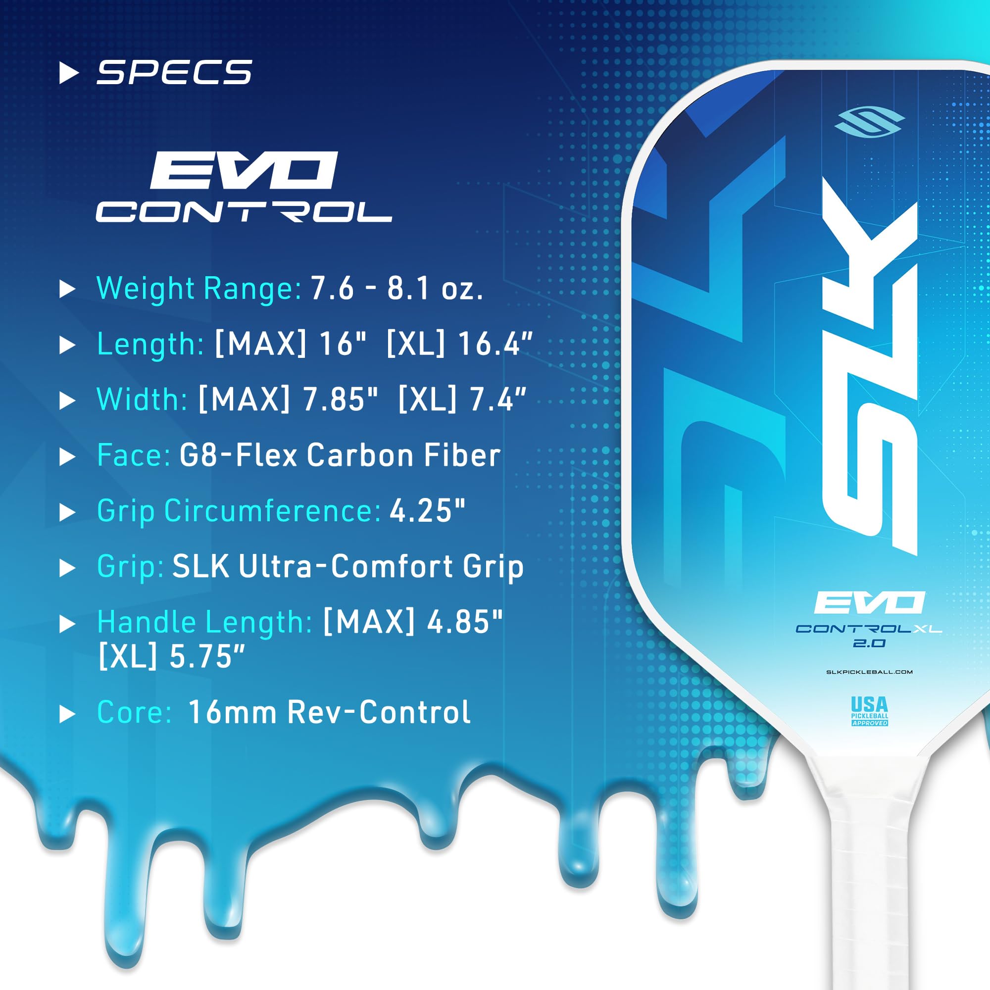 2024 Pickleball Paddle from SLK by Selkirk | Evo Power, Hybrid & Control Paddles | Fiberglass Pickleball Paddle | Carbon Fiber Pickleball Paddle with SpinFlex Surface