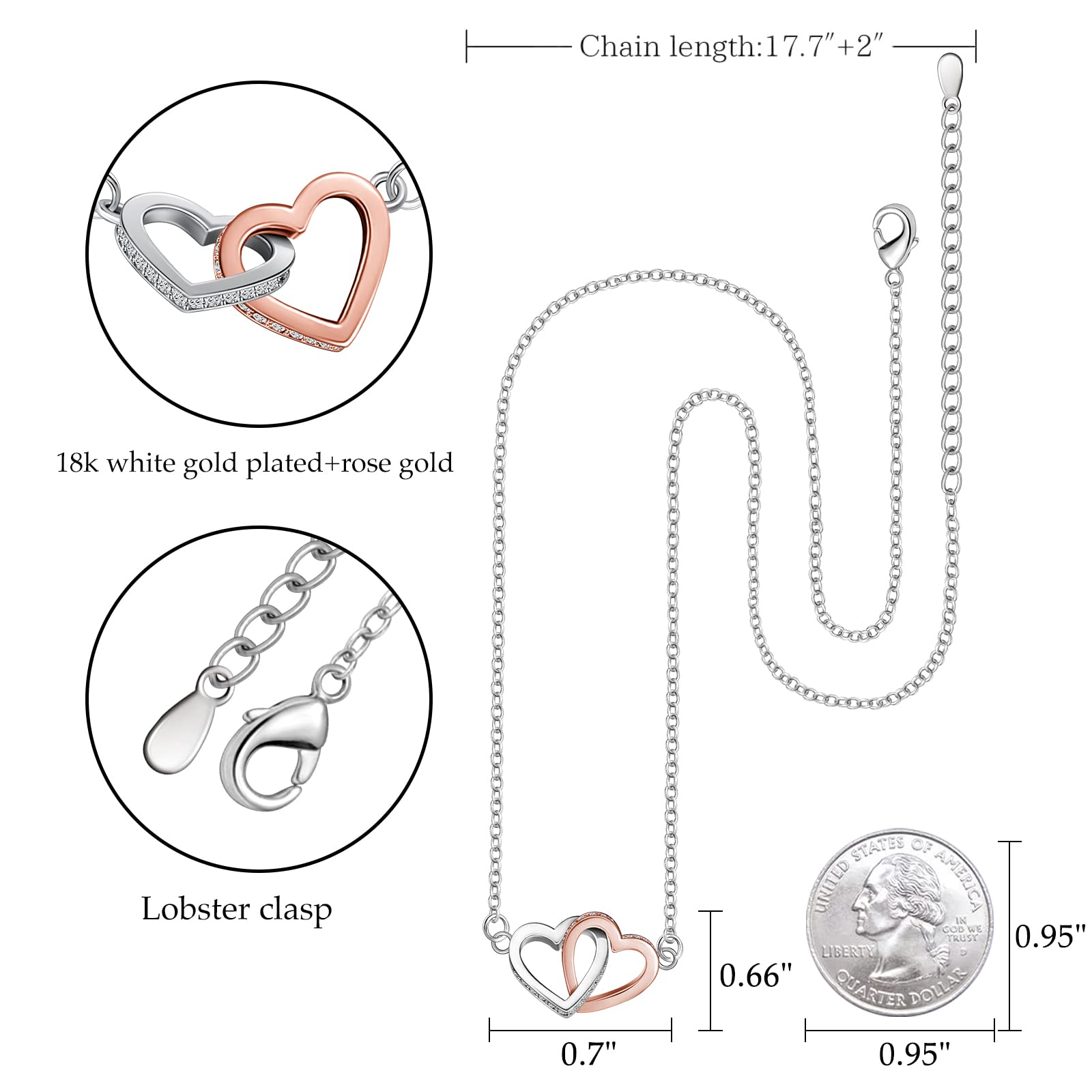 Alittlecare Granddaughter Necklace From Grandmom - Interlocking Heart Necklace Filled With My Love - Gift for Granddaughter On Birthday/Christmas/Mother's day/Graduation/Wedding/Valentines