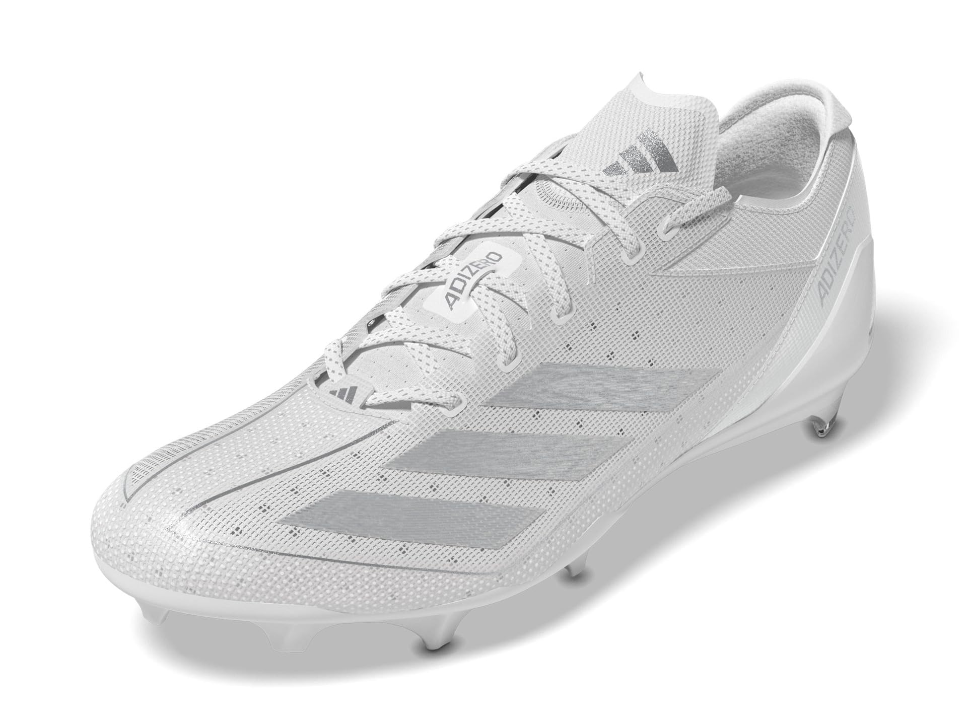 adidas Men's Adizero Electric American Football Sneaker, White/Silver Metallic/White, 12