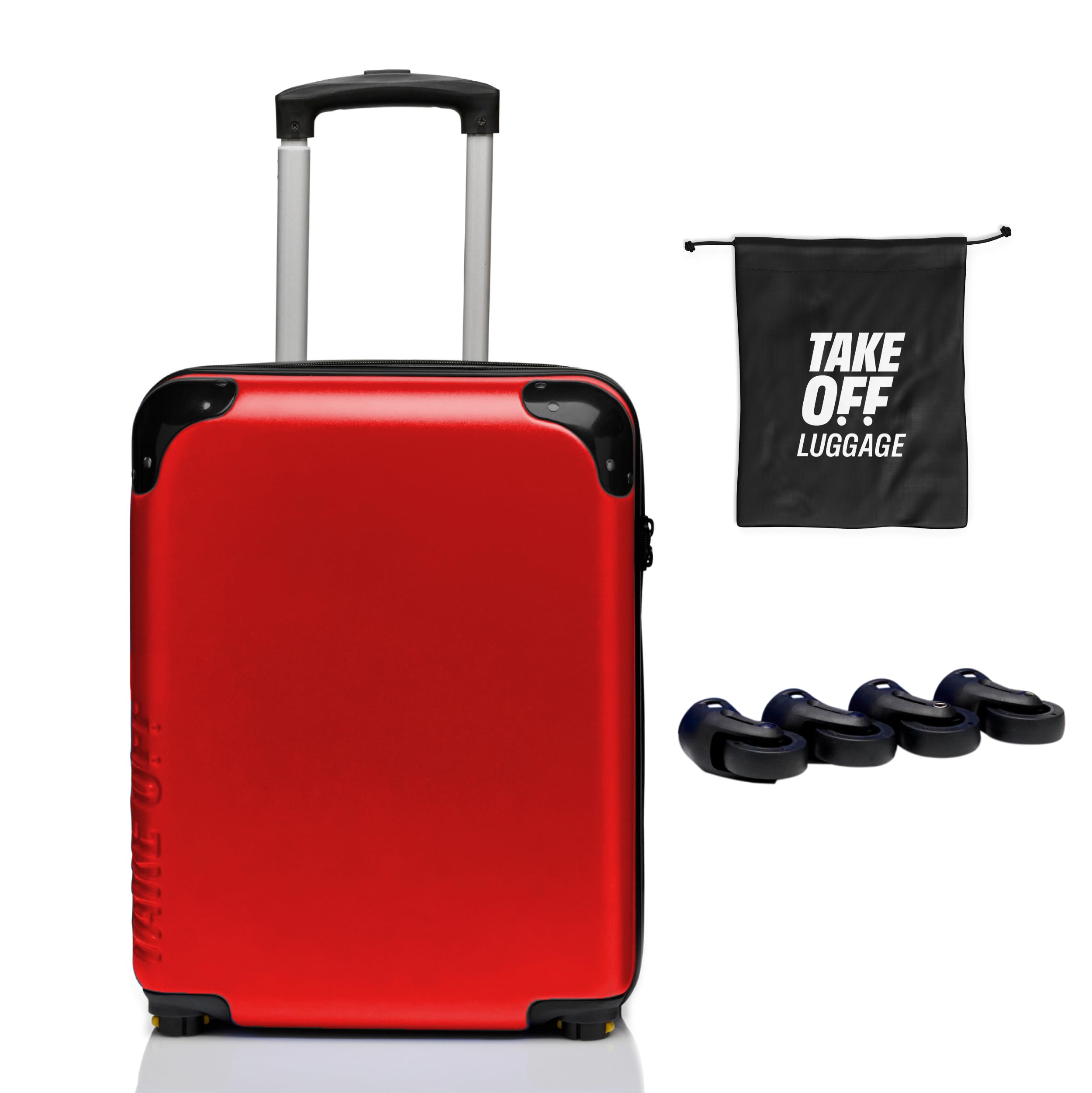 Take OFF Luggage - Personal Item Rolling Suitcase 2.0, TSA Approved, Small Carry On, Under the Seat, Hard Case with Removable Wheels, Light Weight Bag, Airplane Travel Essential Accessories, 18x14x8