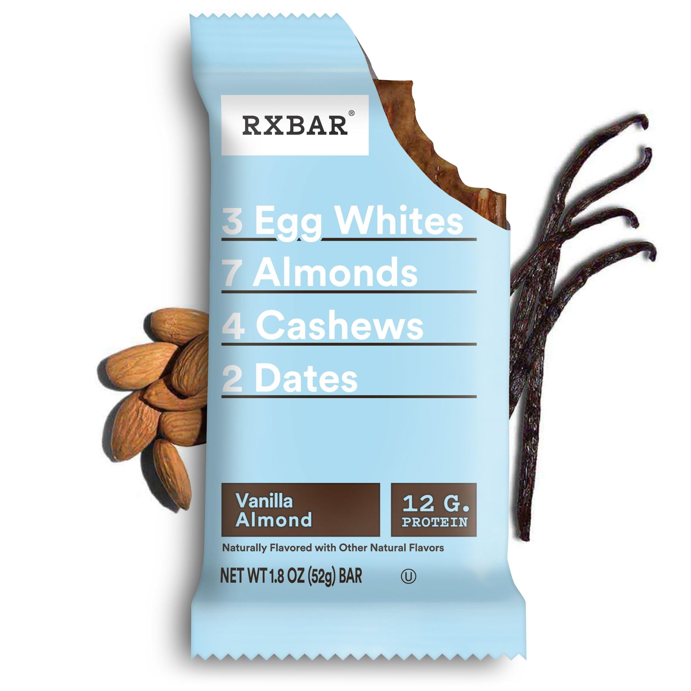 RXBAR Protein Bars, Protein Snack, Snack Bars, Vanilla Almond, 22oz Box (12 Bars)