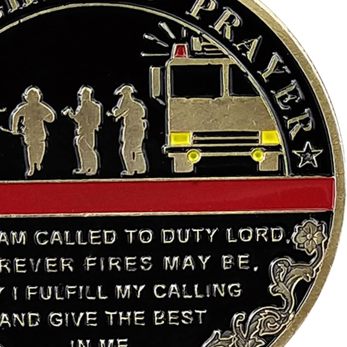 Thin Red Line Firefighter Challenge Coin Fireman Prayer Coin