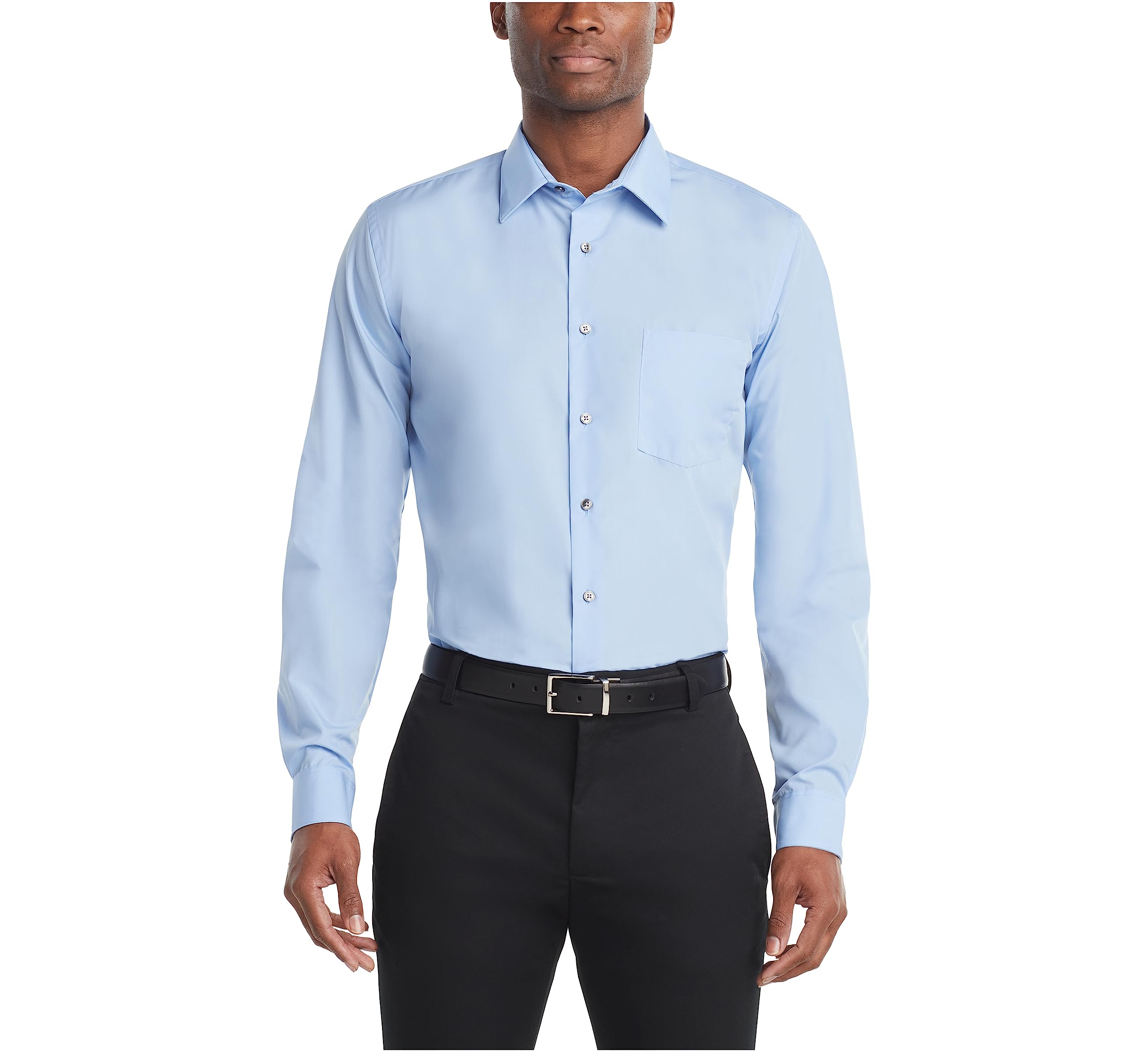 Van Heusen Men's Dress Shirt Regular Fit Poplin Solid, Cameo Blue, 17.5" Neck 34"-35" Sleeve