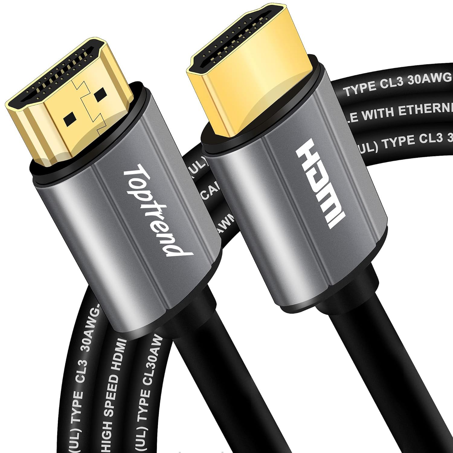 Toptrend 4K HDMI Cable 6ft, HDMI Cord CL3 Rated 18Gpbs High Speed HDMI 2.0 Cable Supports 1080p, 3D, 2160p, 4K 60Hz UHD, HDR, 30AWG HDMI Cords, Compatible with HDTV, Blue-ray Player, PS3, PS4, PC