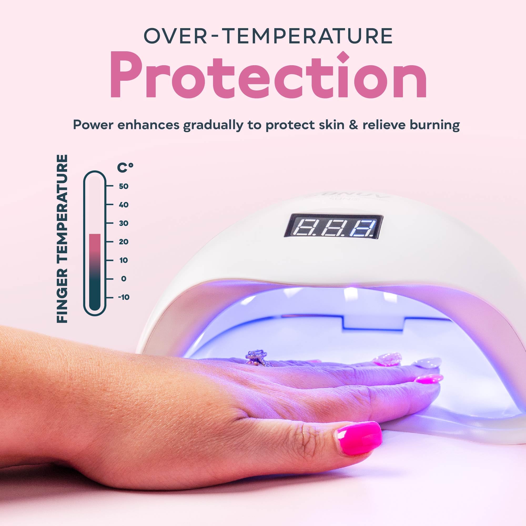 SUNUV UV Light for Nails, 48W UV LED Nail Lamp with 4 Timer Settings, Compatible with All Gel Polish, Auto Sensor LCD Display Removable Base, SUN5