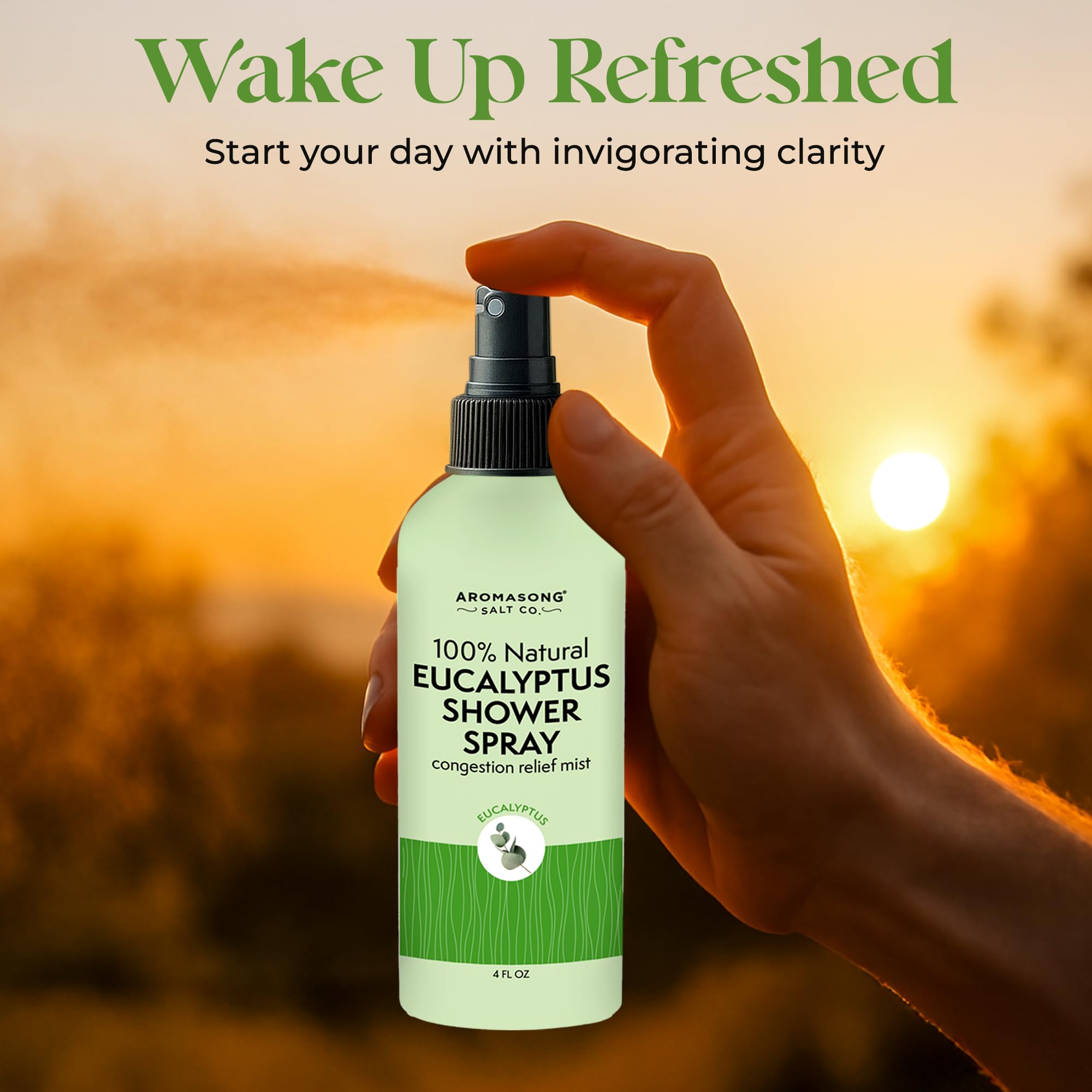 Aromasong Eucalyptus Shower Spray Aromatherapy, 100% Natural Eucalyptus Spray for Shower – Made in USA, Pure Essential Oil Mist for Sinus Relief & Spa-Like Steam, 4 fl oz | 2-Pack |