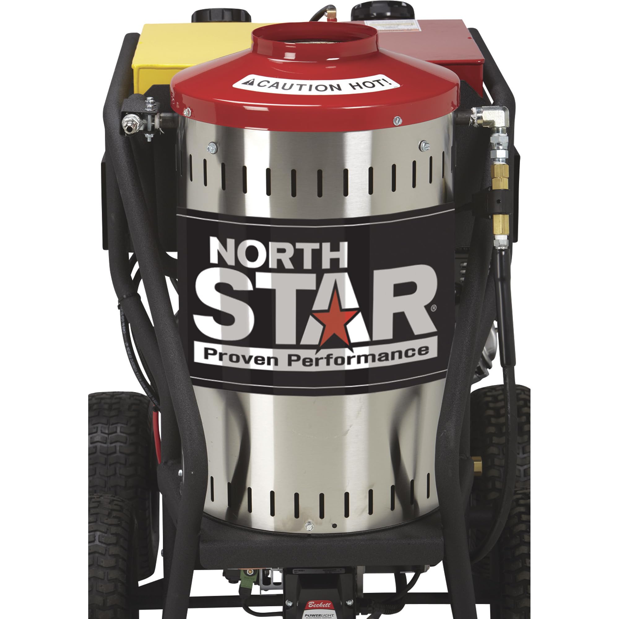 North Star Hot Water & Wet Steam Pressure Washer with Power Nozzles, Lance, Washing Gun, and Hose - Gas Powered, 3000 PSI, 4 GPM, Electric Start Honda Engine