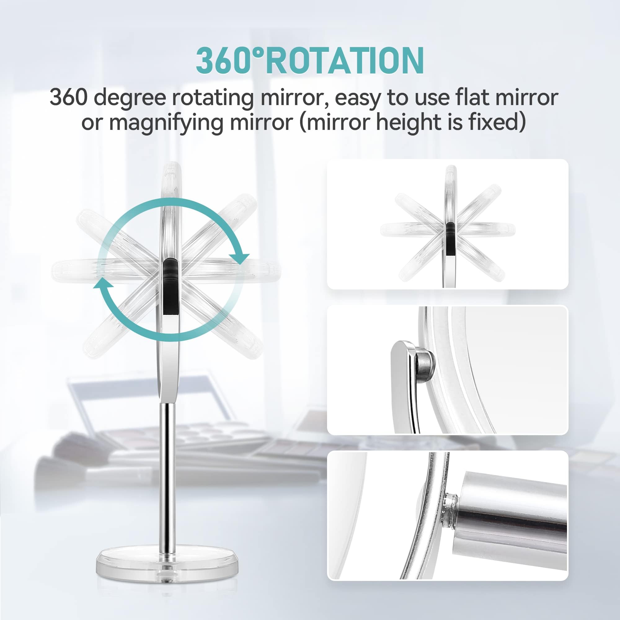 MIYADIVA 20X Magnifying Makeup Mirror,Double Sided 1X & 20X Magnifying Mirror with Stand,Tabletop Magnified Vanity Mirror with 360°Rotation for Bathroom or Bedroom 7.8 Inch