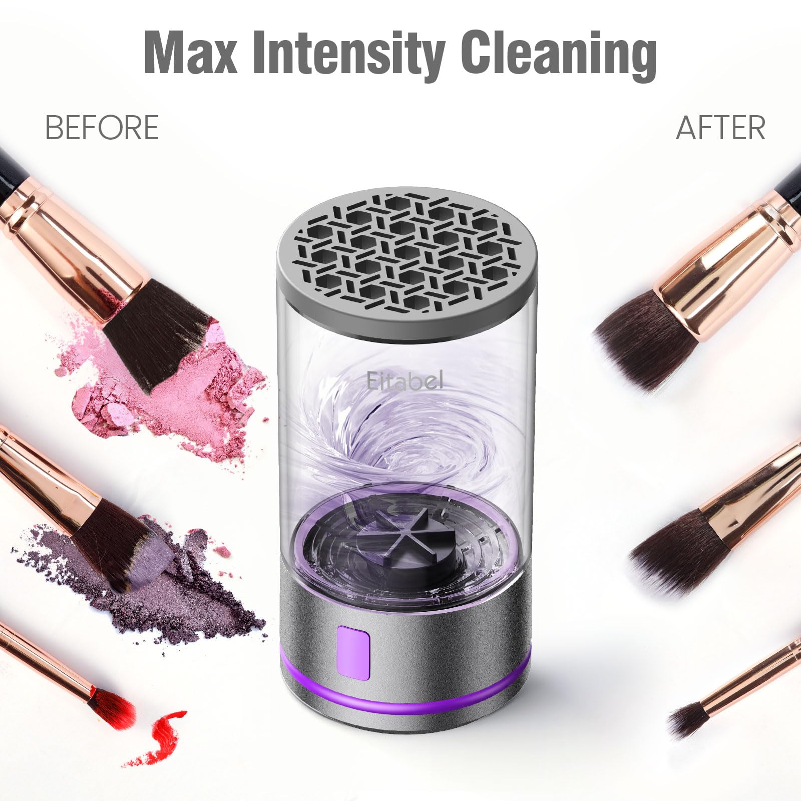 Electric Makeup Brush Cleaner machine, 2 in 1 Makeup Brush Dryer & Makeup Brush Washer Combined, Automatic Spinning Makeup Brush Cleaner For All Size Makeup Brush and Sponges