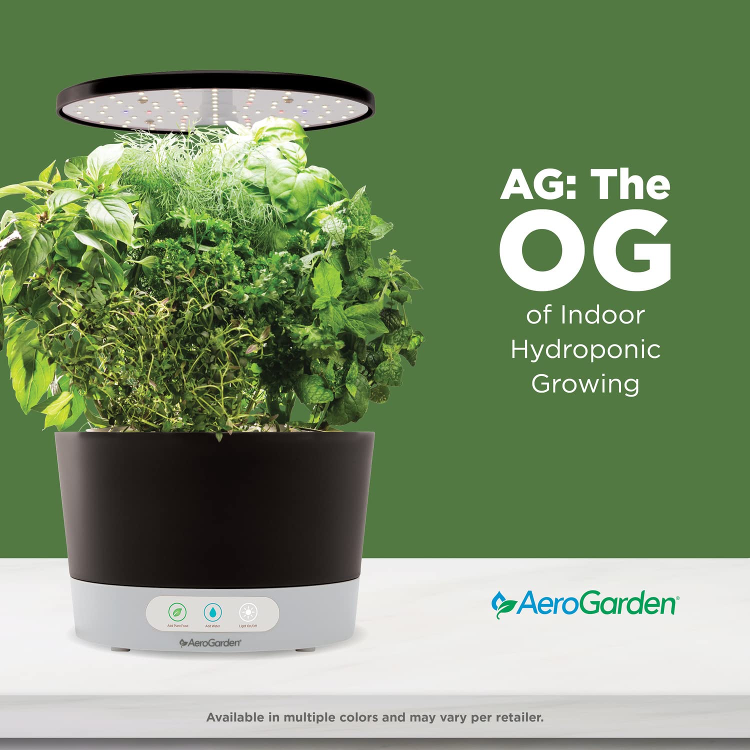 AeroGarden Harvest 360 Indoor Garden Hydroponic System with LED Grow Light and Herb Kit, Holds Up to 6 Pods, Black