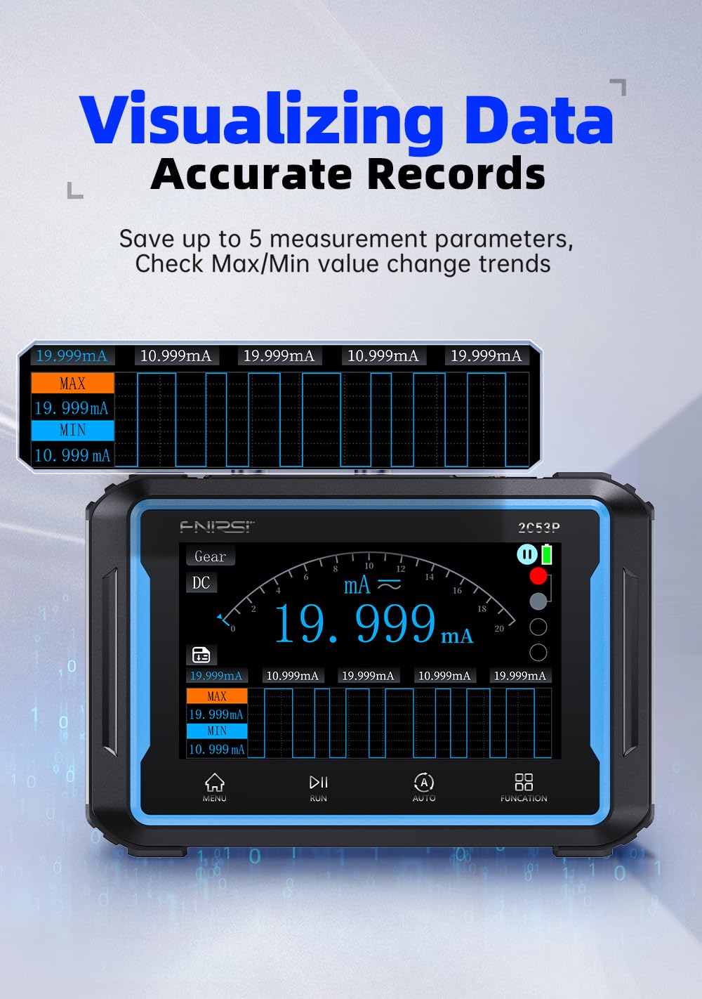 【2C53P Plus Upgraded with Carrying CASE】3in1 Oscilloscope/Multimeter/DDS Signal Generator Tablet Touch Screen Portable Digital Automotive Oscilloscope 2 Channel 50MHz Bandwidth 250Ms/S Counts